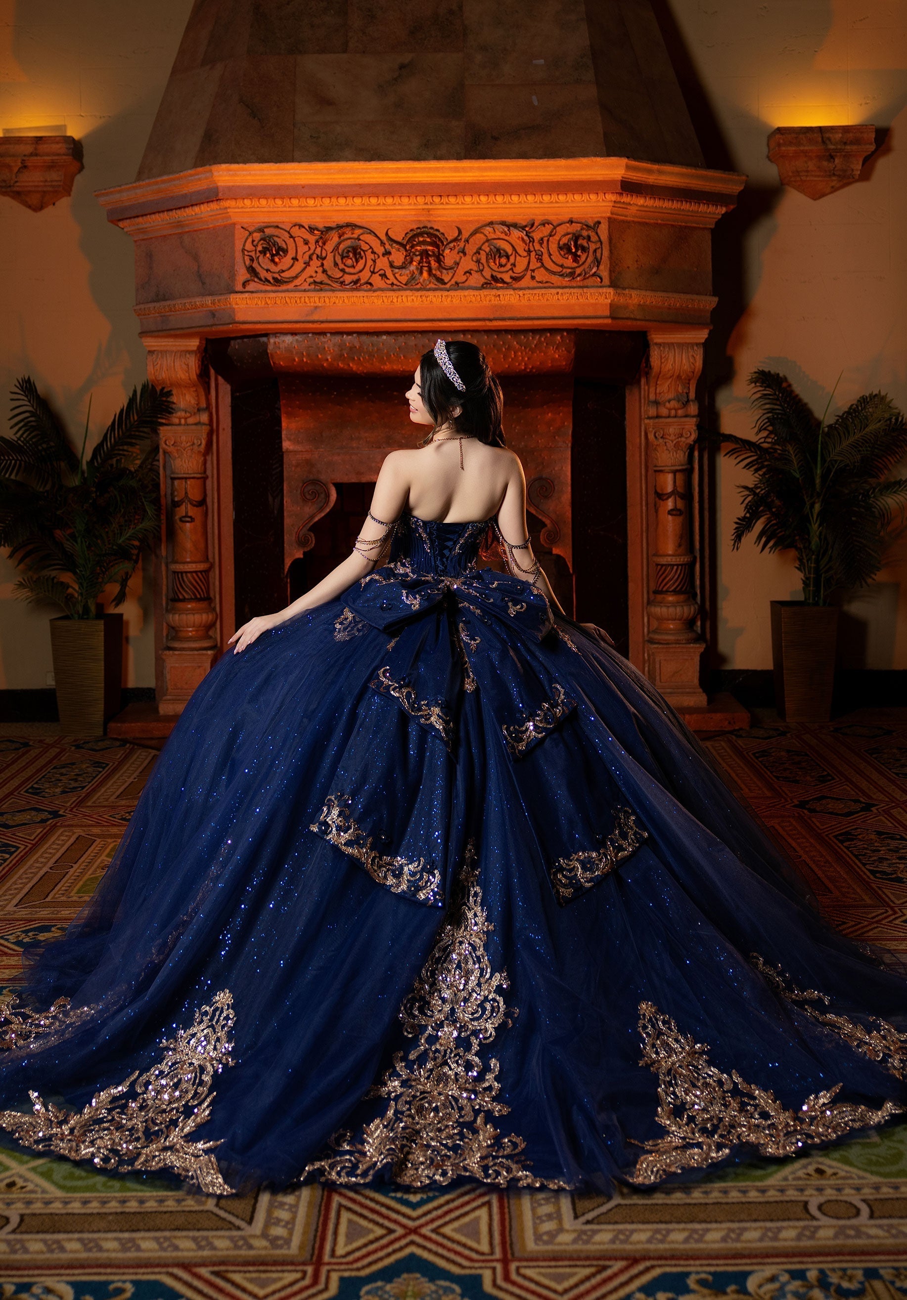 Strapless Curved Neck Floor-Length Tulle Quinceanera Ball Gown MGNY 4080044