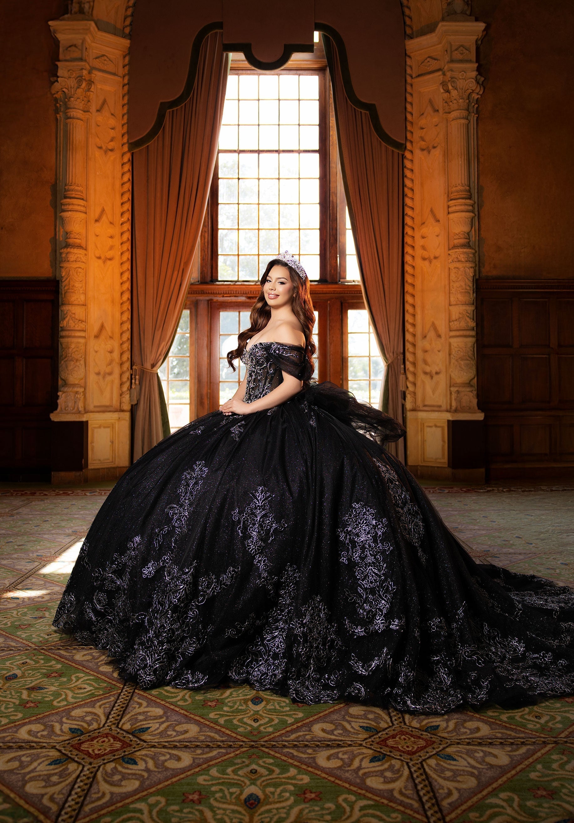 Off-the-Shoulder Floor-Length Tulle Quinceanera Ball Gown MGNY 4080045