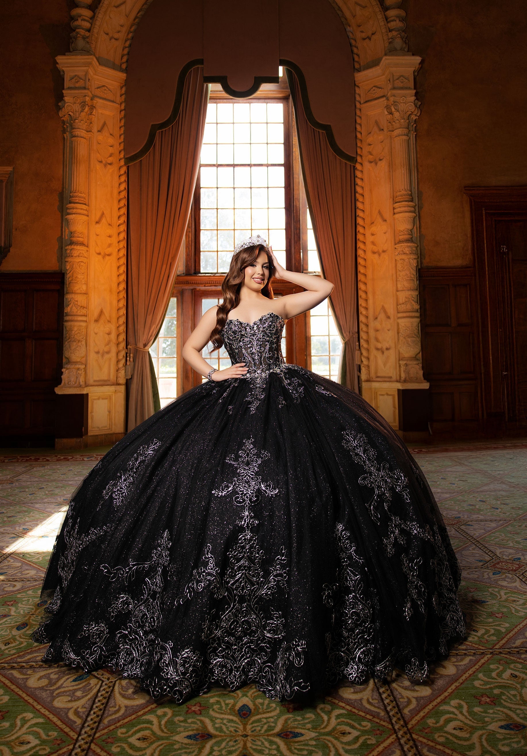 Off-the-Shoulder Floor-Length Tulle Quinceanera Ball Gown MGNY 4080045