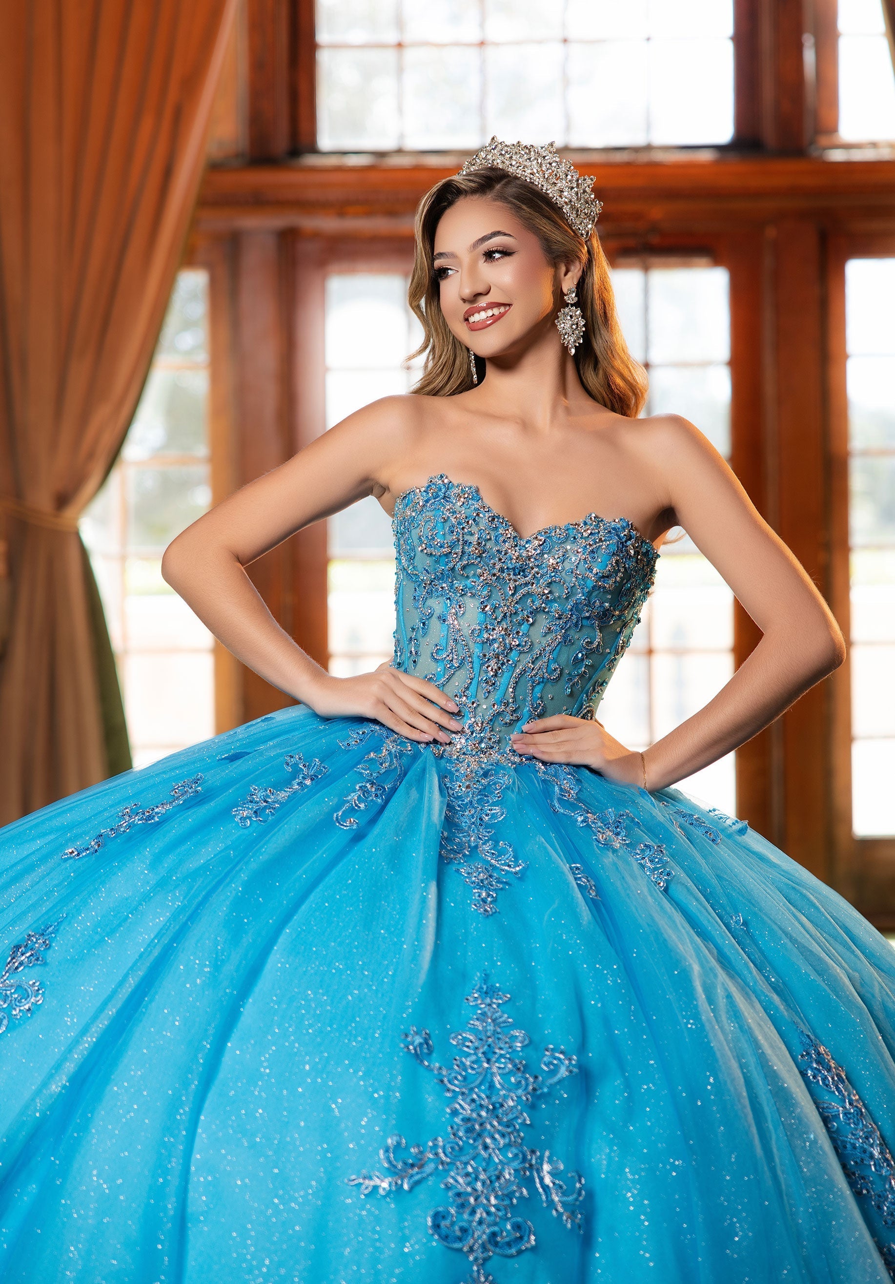 Off-the-Shoulder Floor-Length Tulle Quinceanera Ball Gown MGNY 4080045