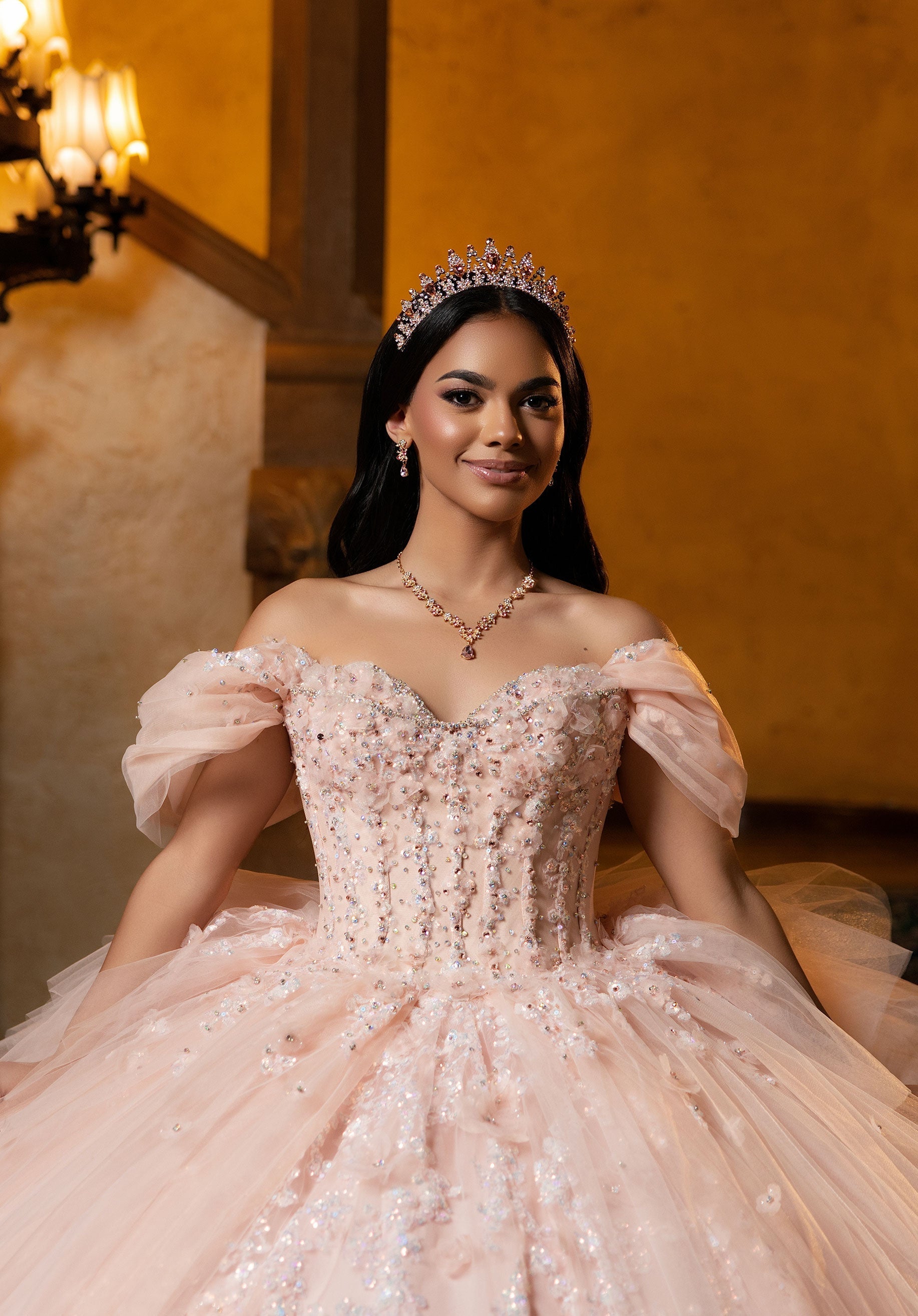 Off-the-Shoulder Floor-Length Tulle Quinceanera Ball Gown MGNY Madeline Gardner New York 4080050