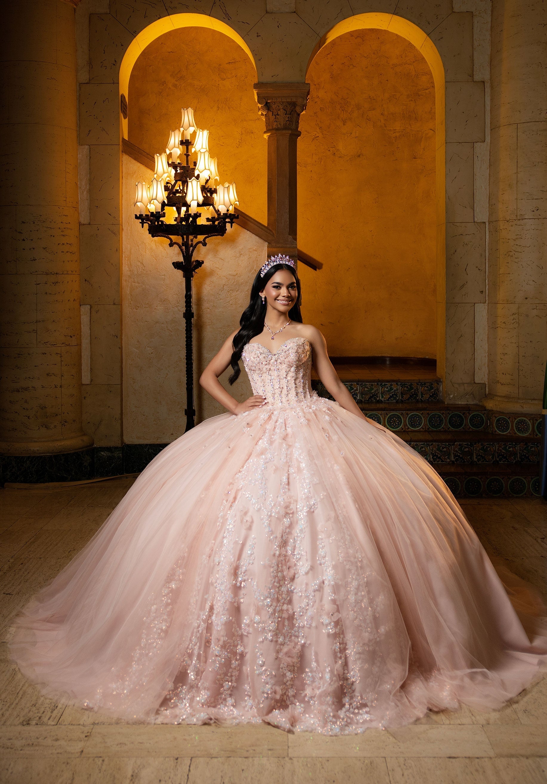 Off-the-Shoulder Floor-Length Tulle Quinceanera Ball Gown MGNY Madeline Gardner New York 4080050