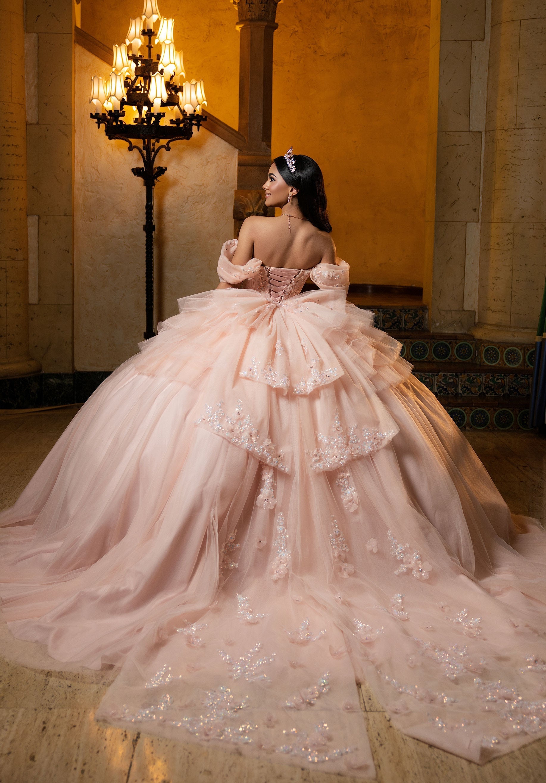 Off-the-Shoulder Floor-Length Tulle Quinceanera Ball Gown MGNY Madeline Gardner New York 4080050