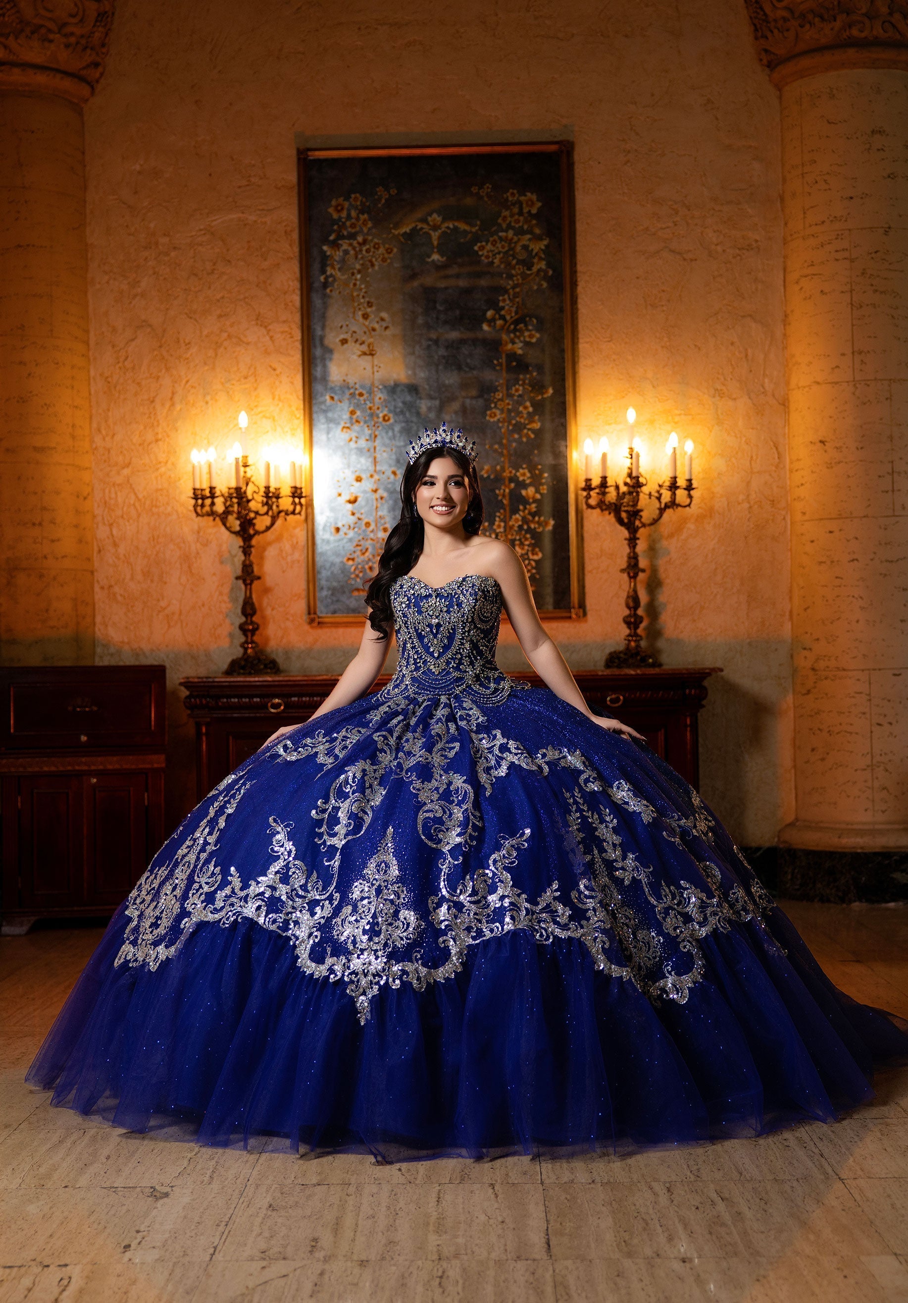Off-the-Shoulder Floor-Length Tulle Quinceanera Ball Gown MGNY 4080051