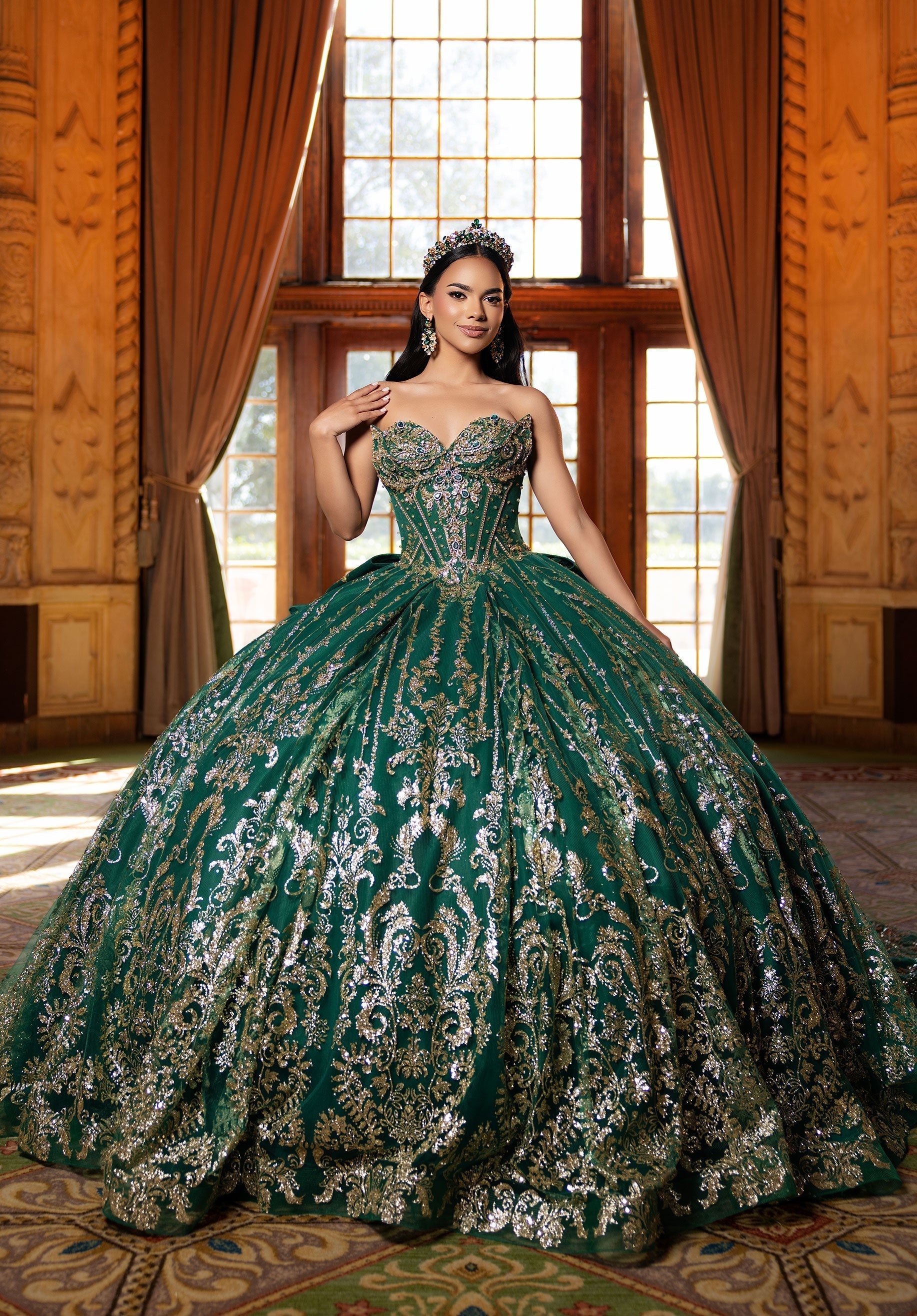 Sweetheart Floor-Length Satin Quinceanera Ball Gown MGNY 4080053