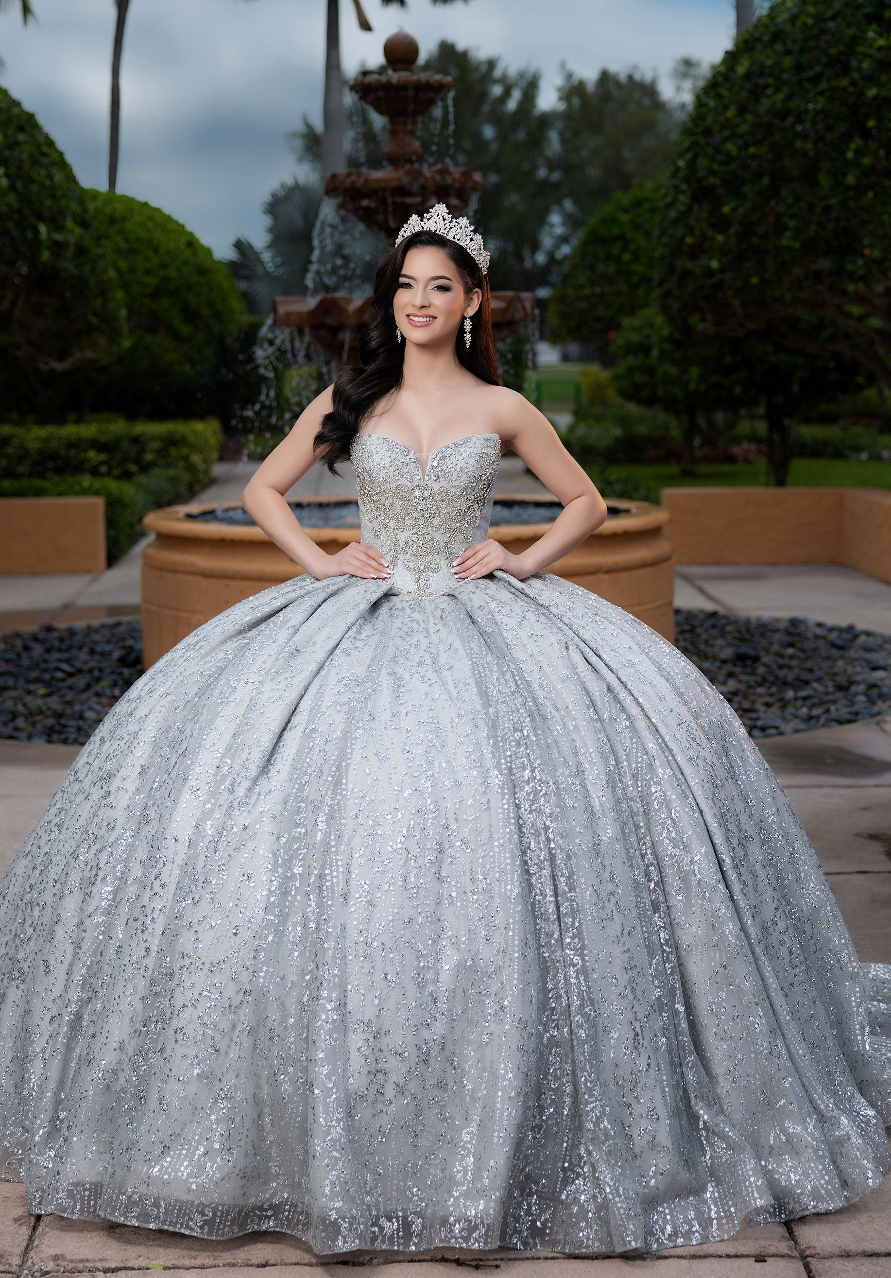 Off-the-Shoulder Floor-Length Sequin Quinceañera Ball Gown MGNY 4080055