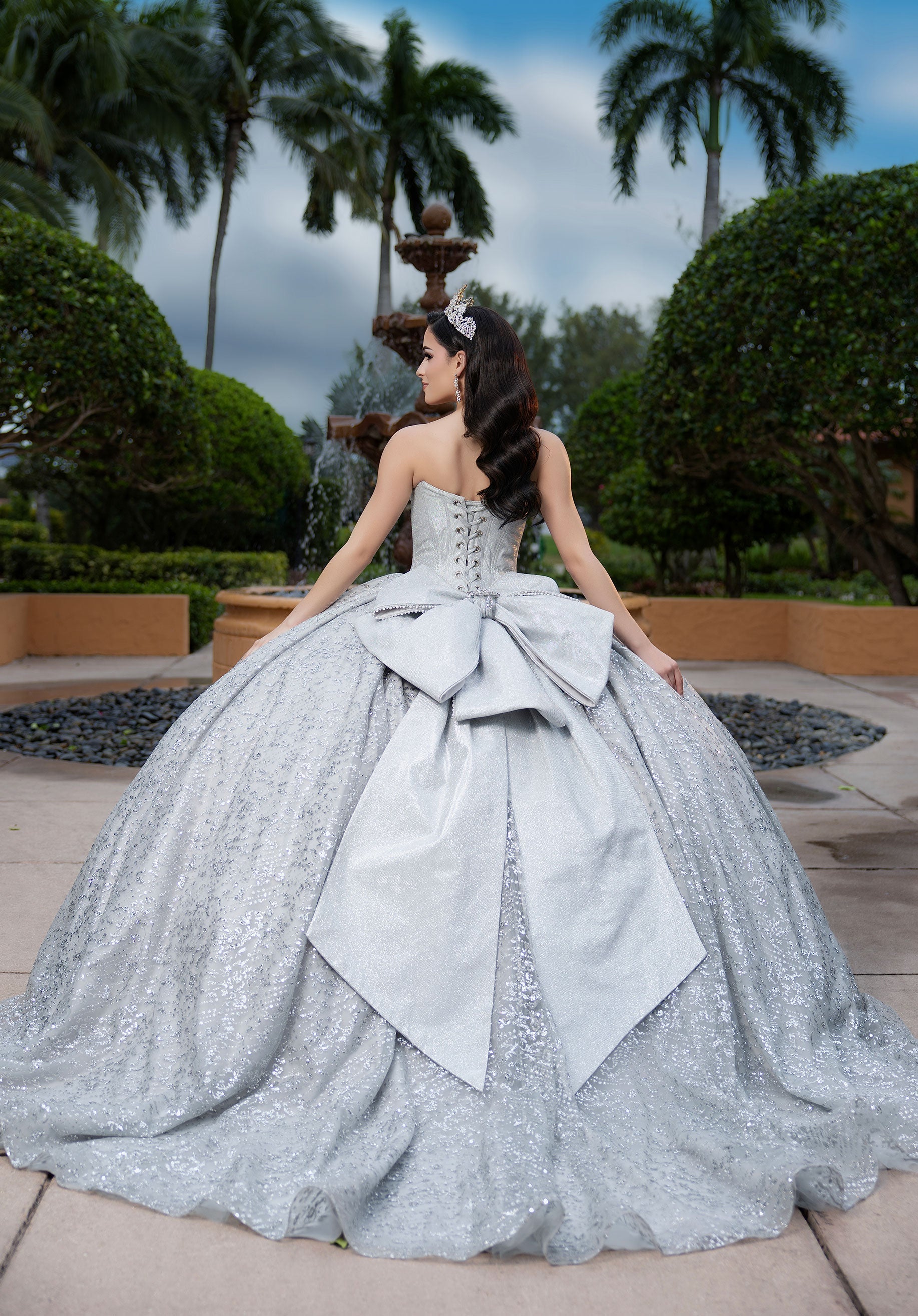 Off-the-Shoulder Floor-Length Sequin Quinceañera Ball Gown MGNY 4080055