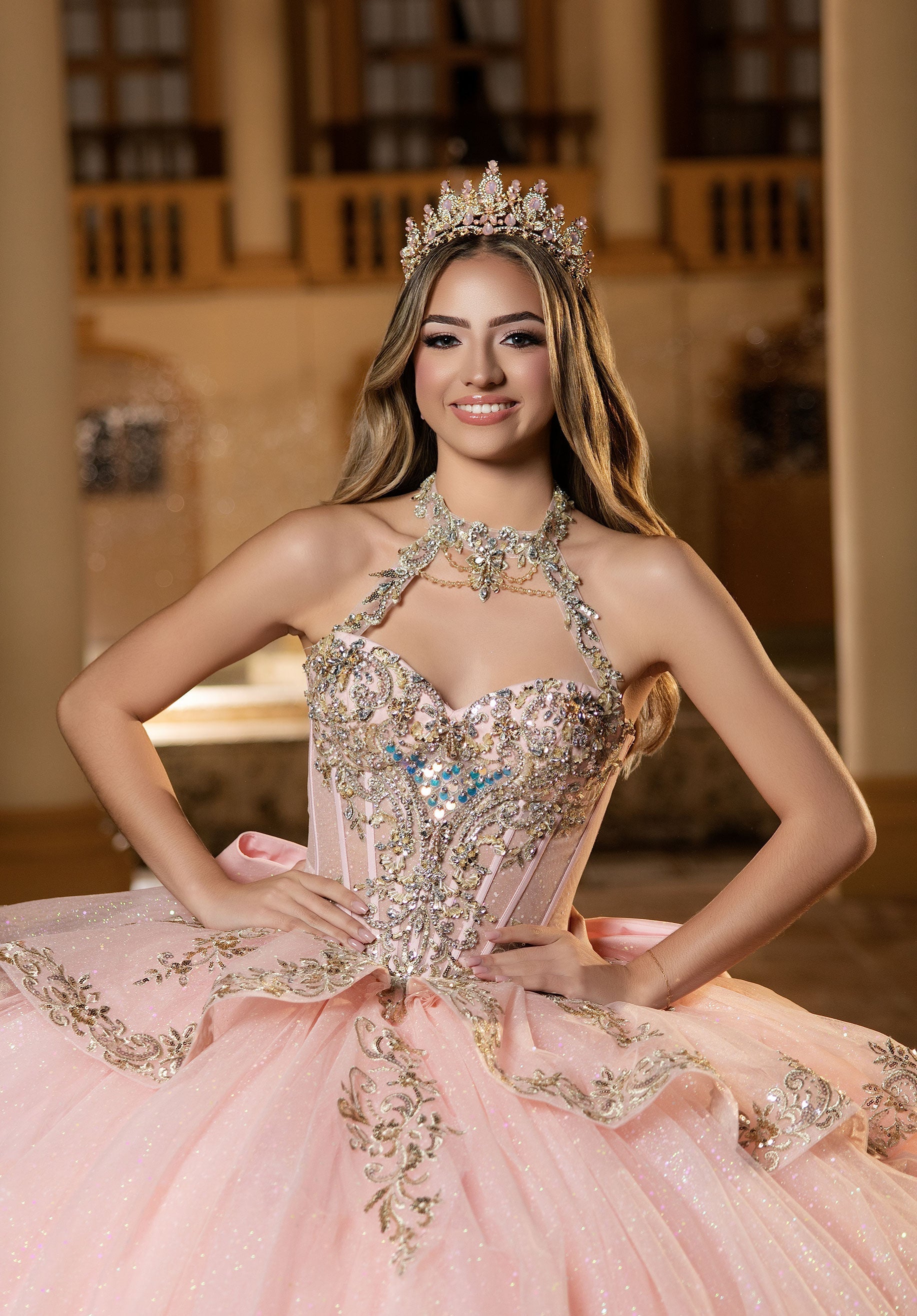 Strapless Curved Neck Floor-Length Tulle Quinceanera Ball Gown MGNY 4080057