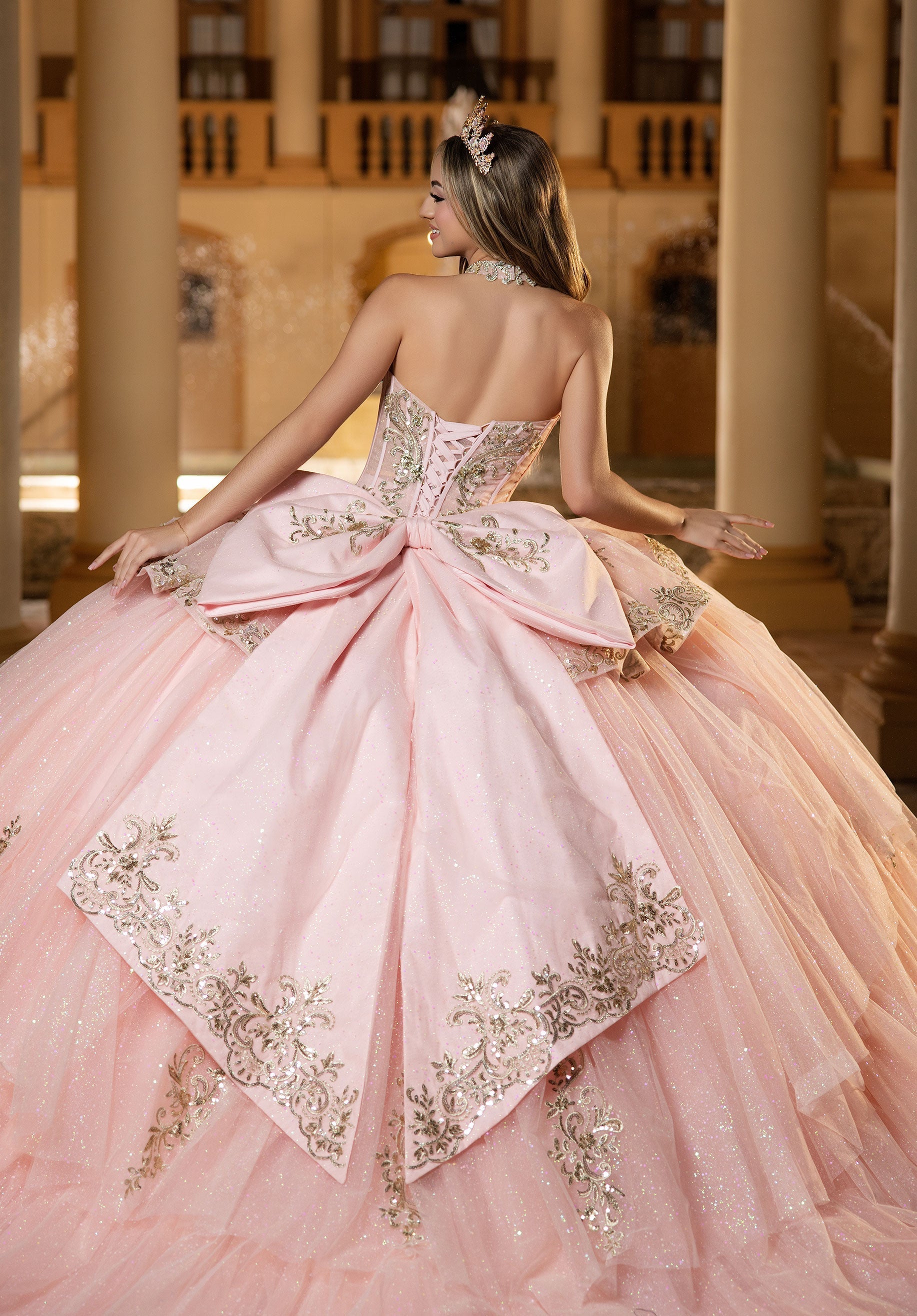 Strapless Curved Neck Floor-Length Tulle Quinceanera Ball Gown MGNY 4080057