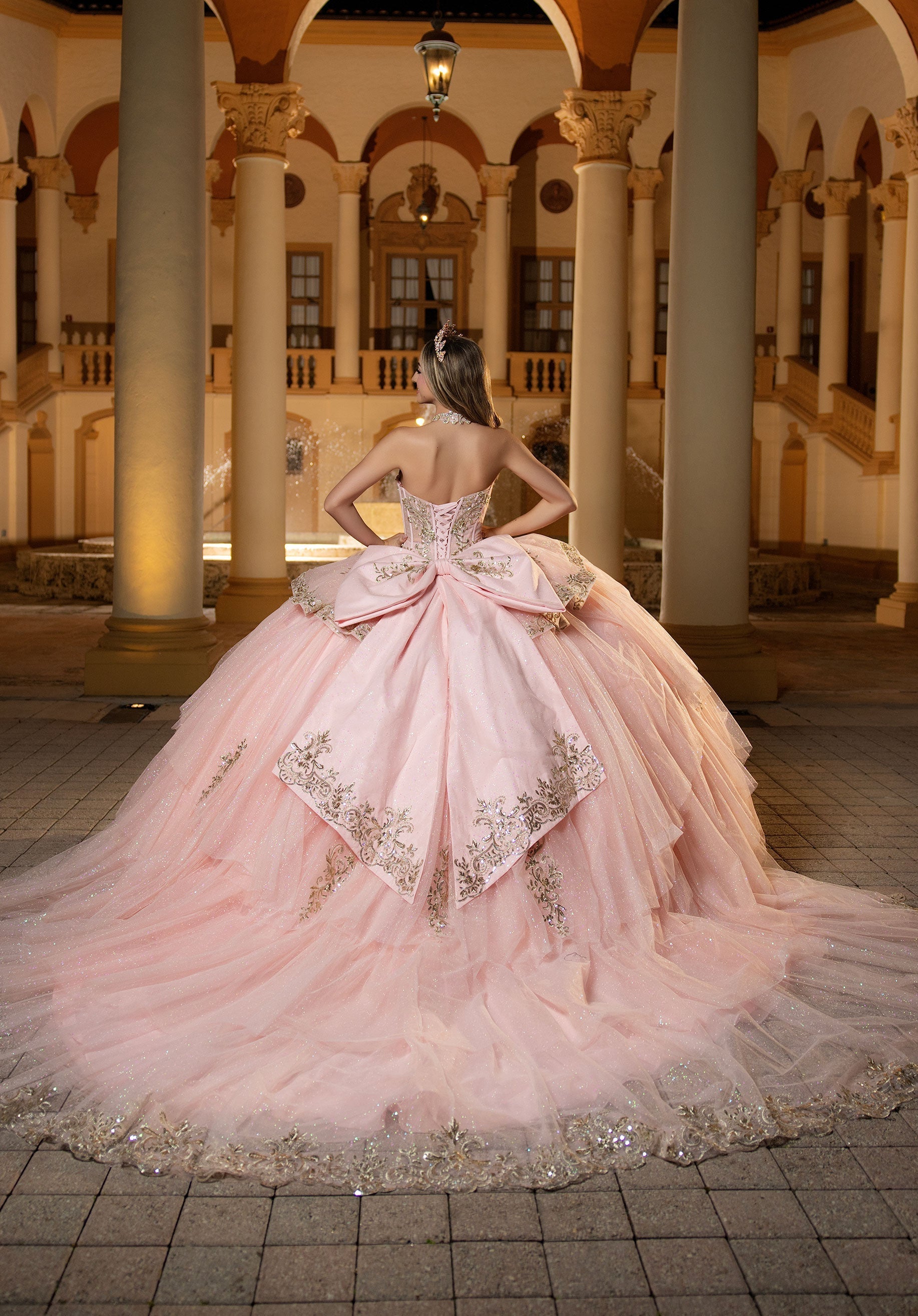 Strapless Curved Neck Floor-Length Tulle Quinceanera Ball Gown MGNY 4080057