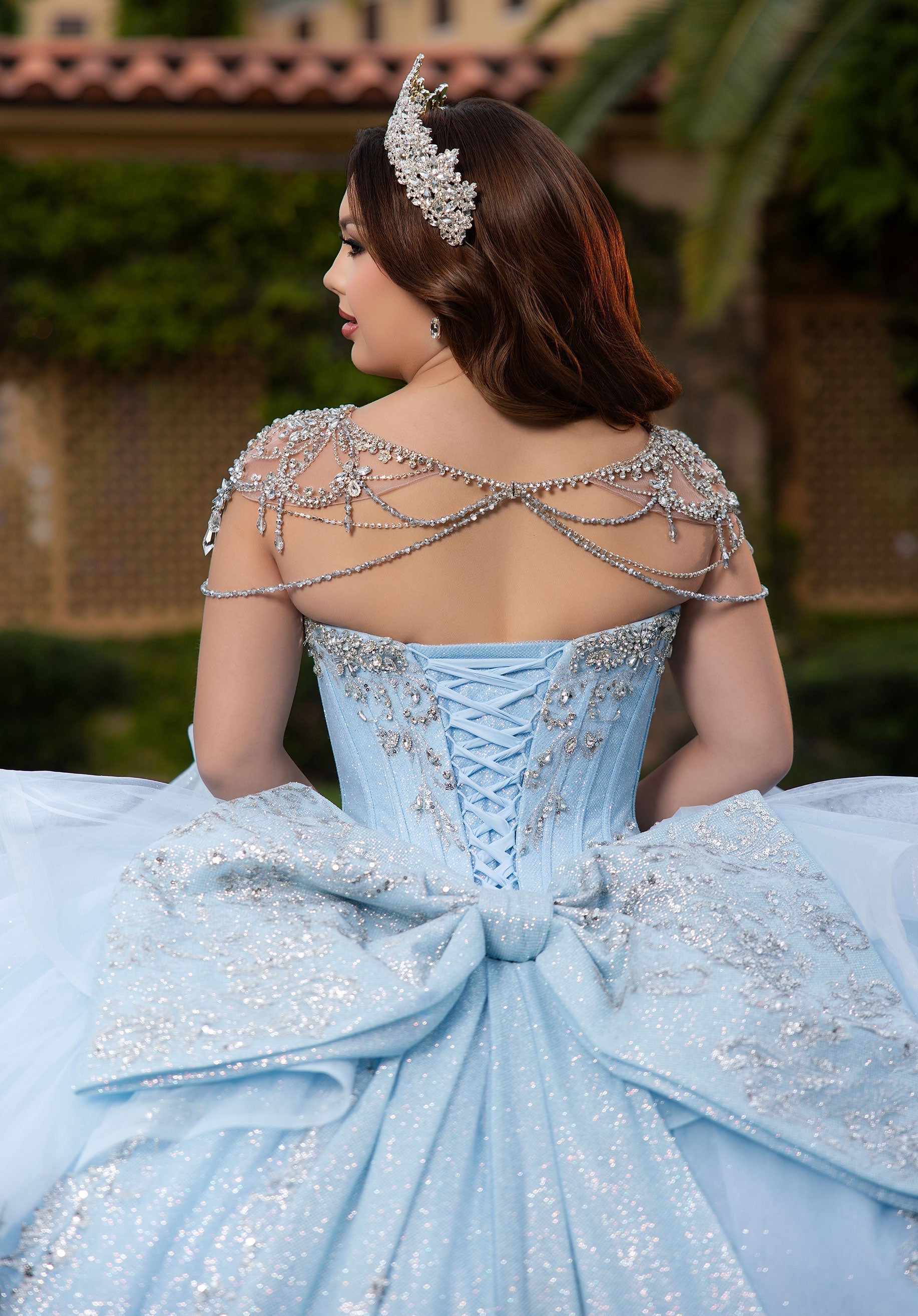 Strapless Curved Neck Floor-Length with Train Tulle Quinceanera Ball Gown MGNY Madeline Gardner New York 4080065