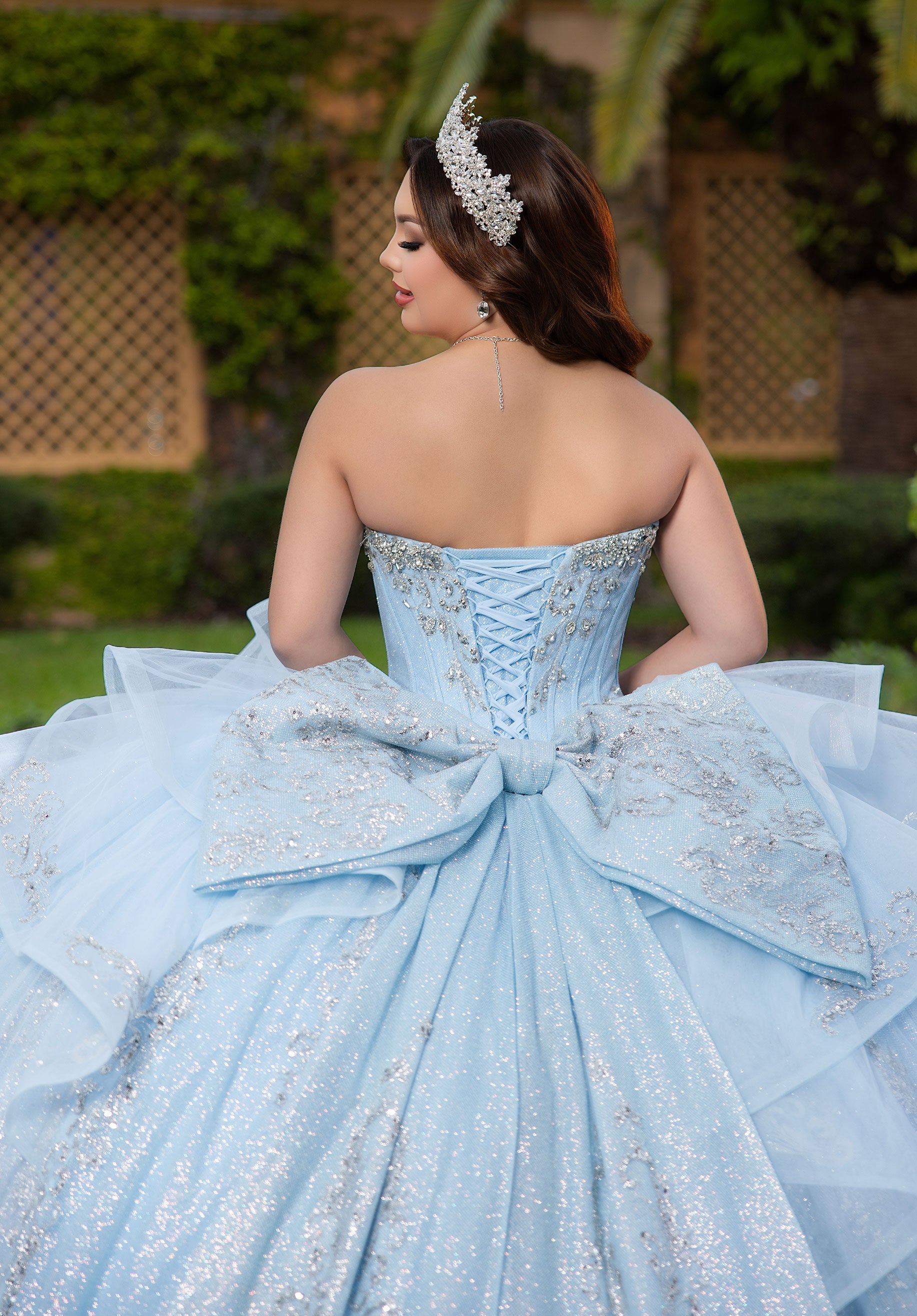 Strapless Curved Neck Floor-Length with Train Tulle Quinceanera Ball Gown MGNY Madeline Gardner New York 4080065