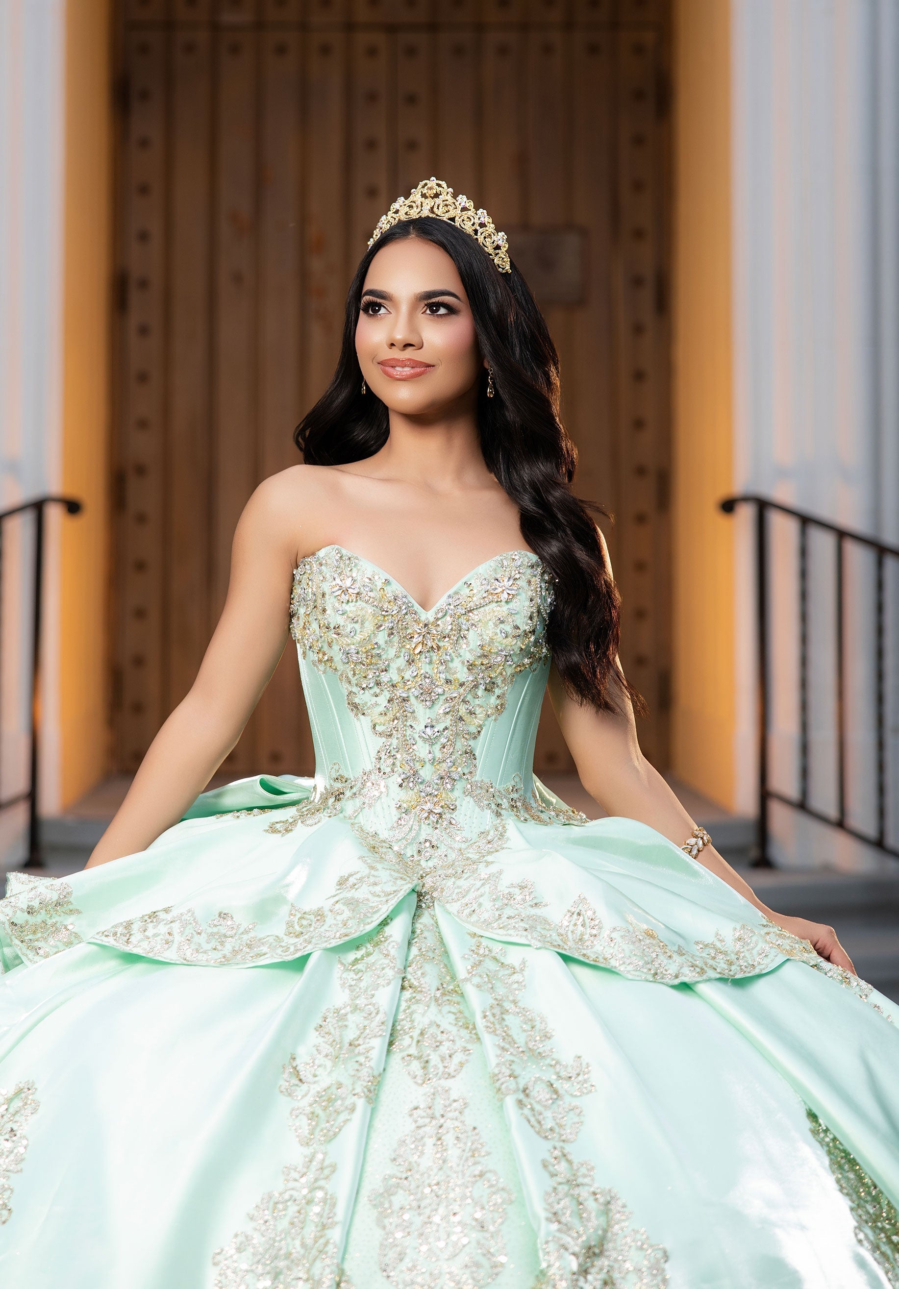 Sweetheart Floor-Length Satin Quinceanera Ball Gown MGNY 4080067