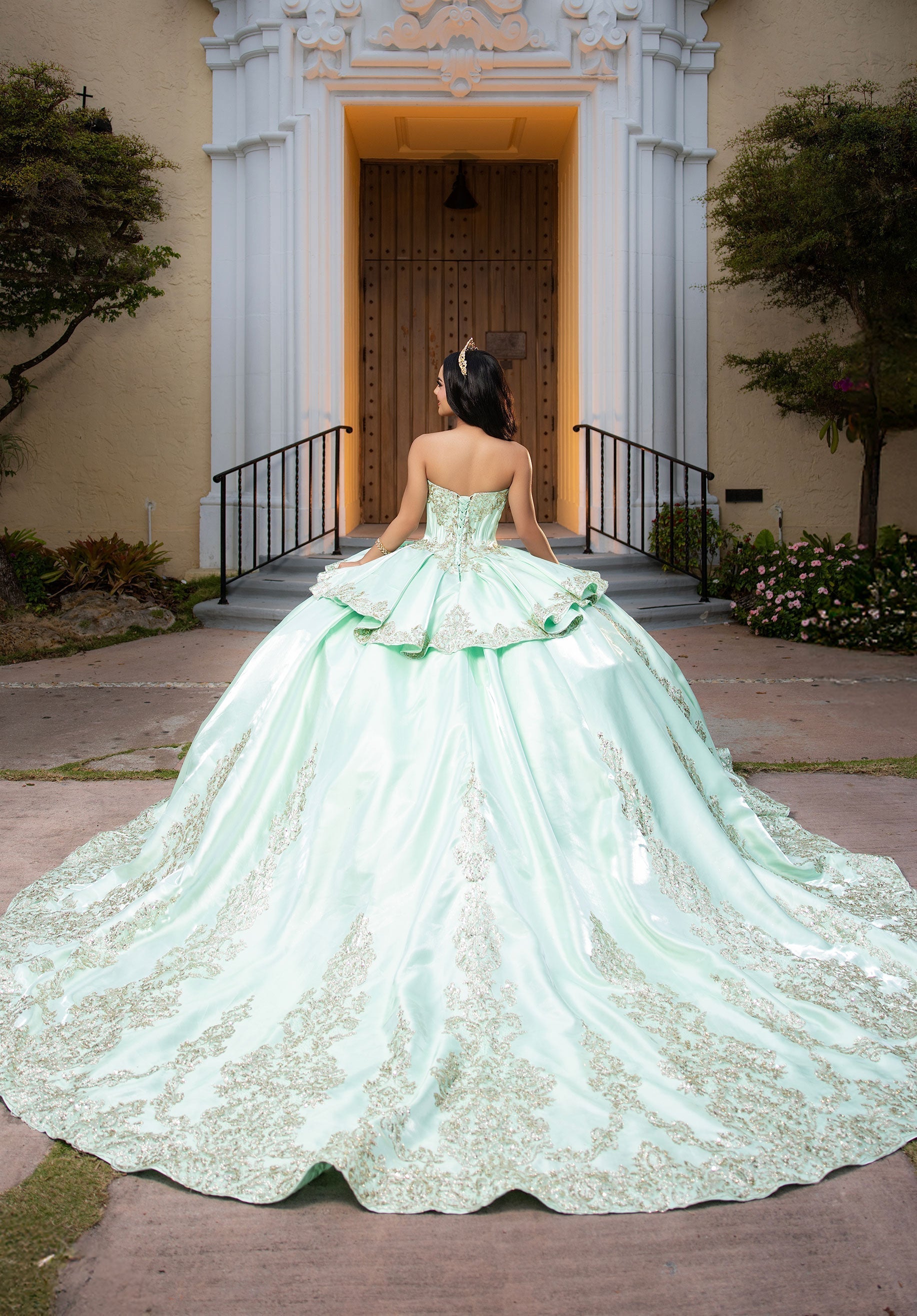 Sweetheart Floor-Length Satin Quinceanera Ball Gown MGNY 4080067