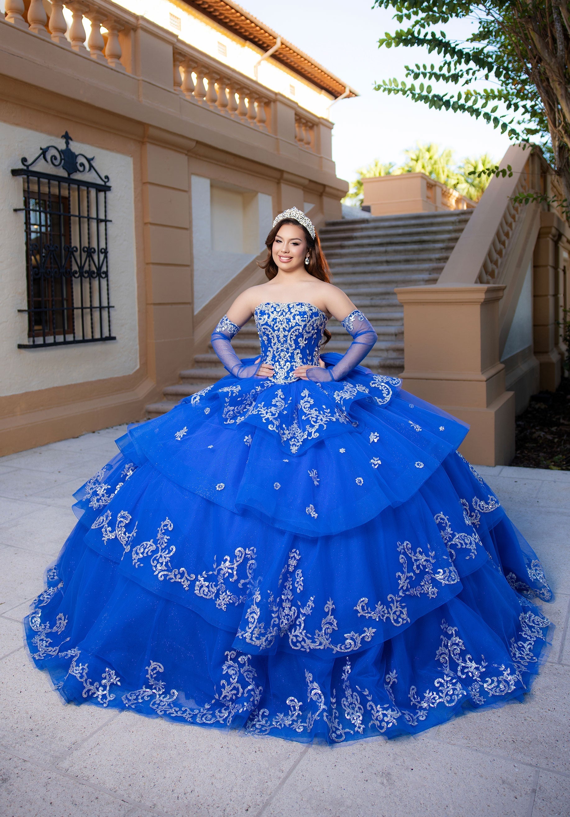 Off-the-Shoulder Floor-Length Tulle Quinceanera Ball Gown MGNY 4080070