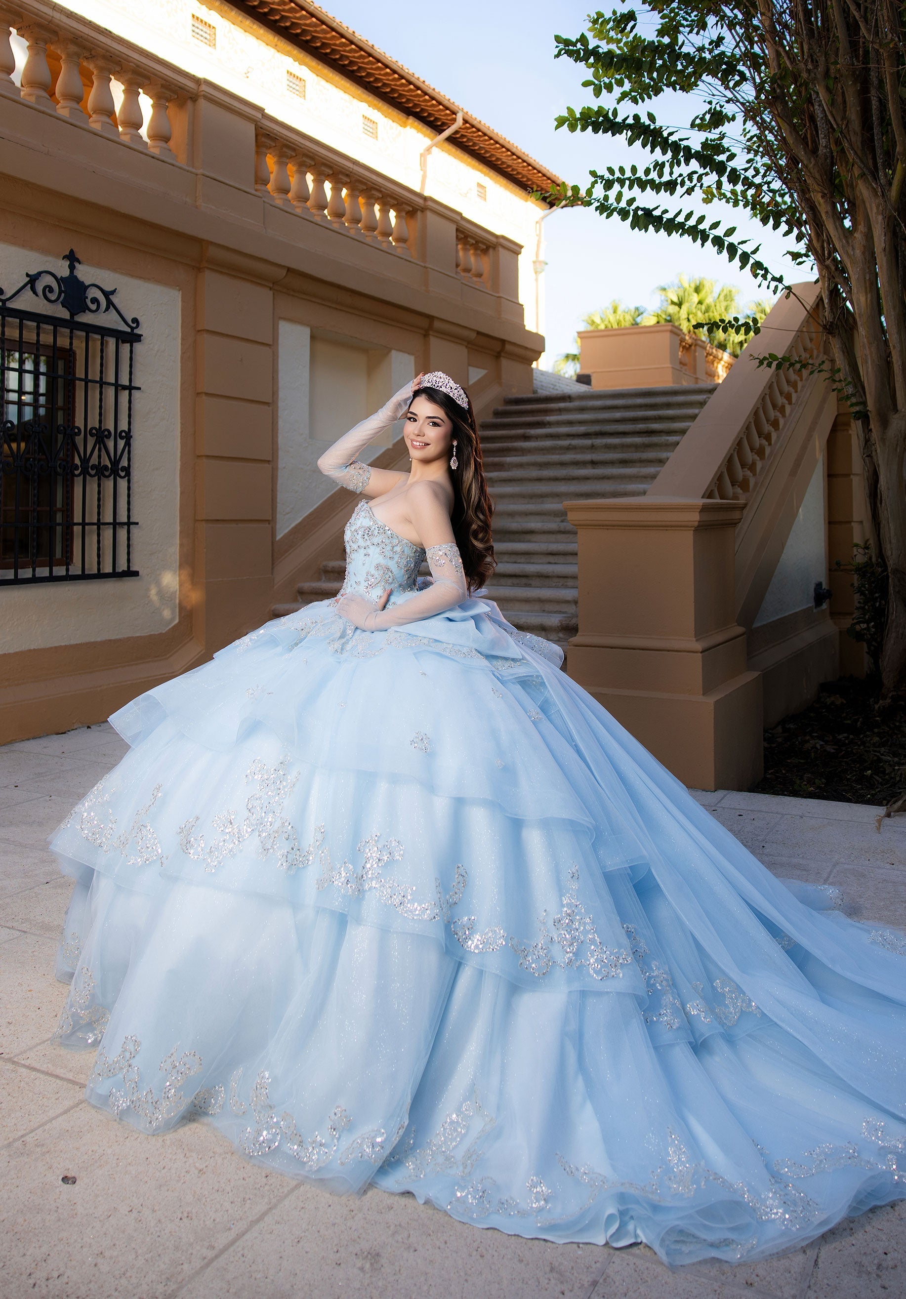 Off-the-Shoulder Floor-Length Tulle Quinceanera Ball Gown MGNY 4080070