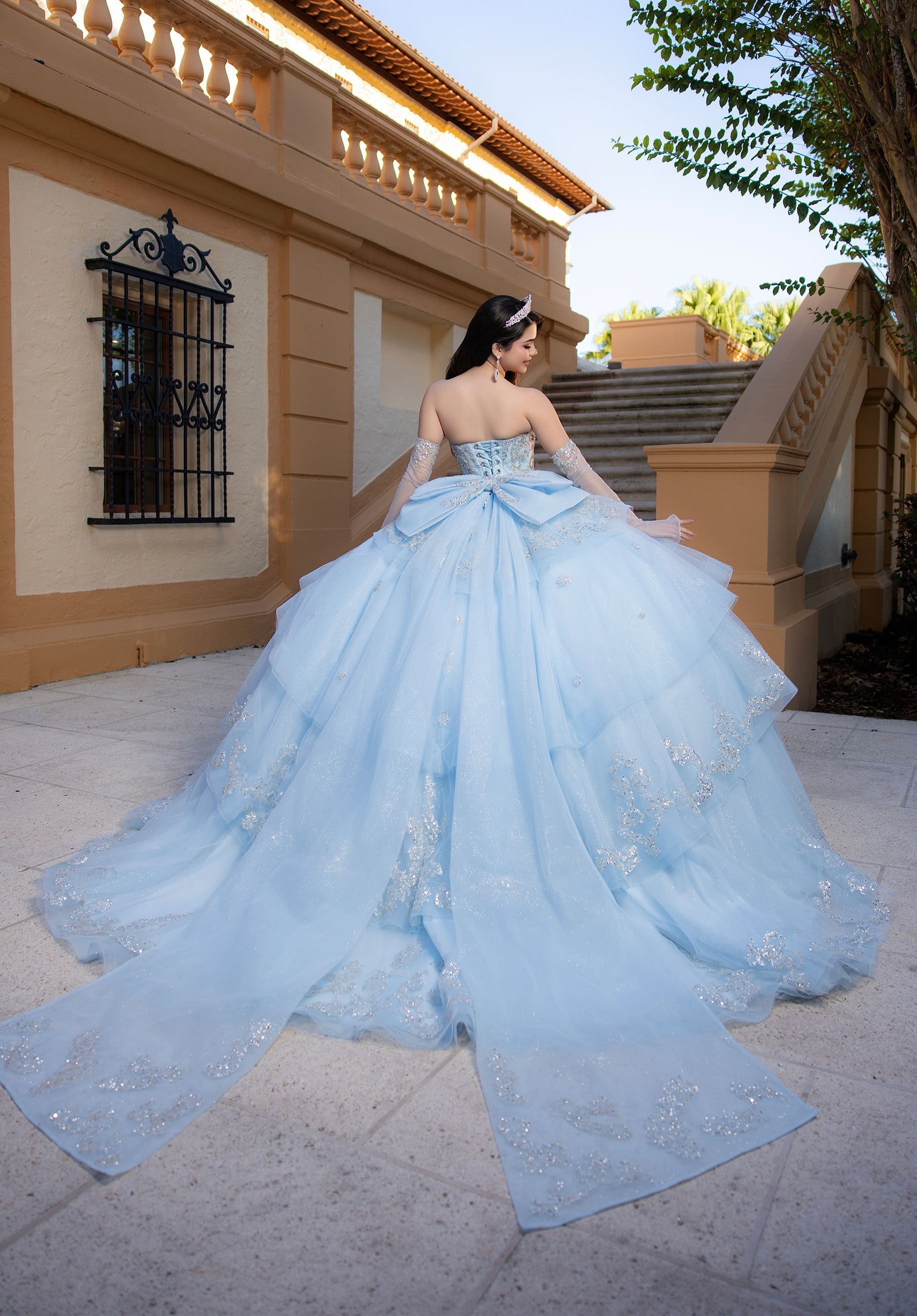 Off-the-Shoulder Floor-Length Tulle Quinceanera Ball Gown MGNY 4080070