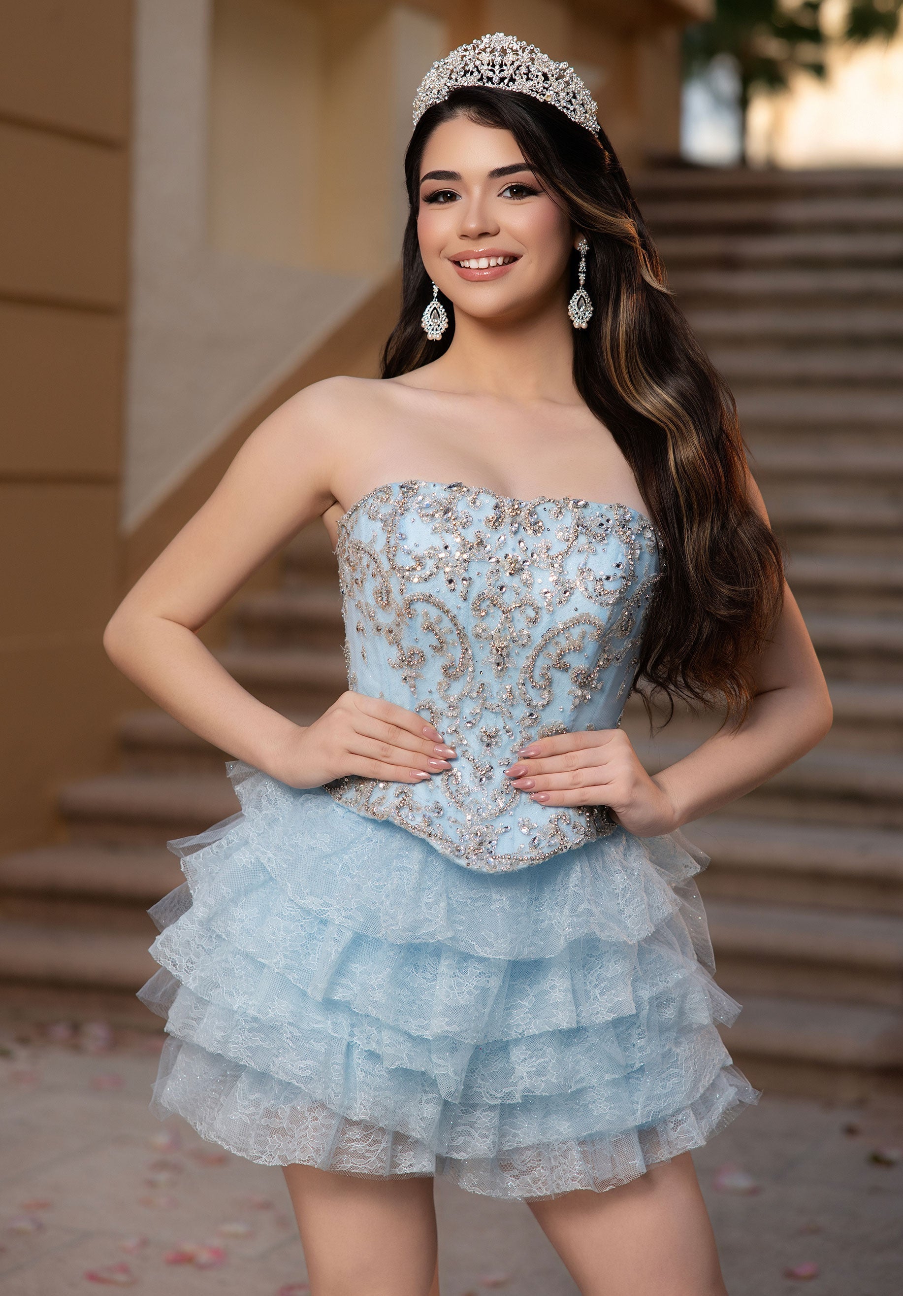 Off-the-Shoulder Floor-Length Tulle Quinceanera Ball Gown MGNY 4080070