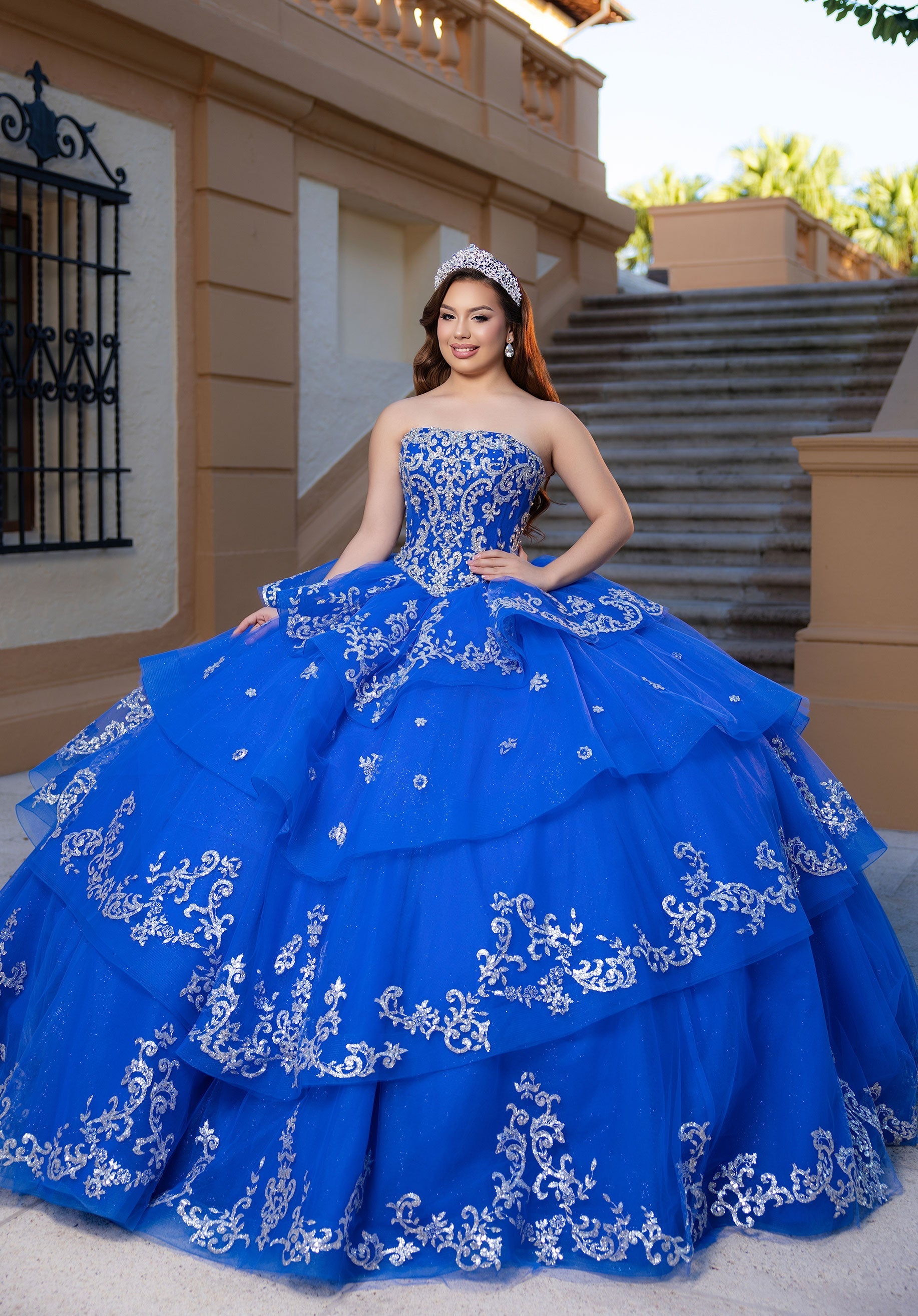 Off-the-Shoulder Floor-Length Tulle Quinceanera Ball Gown MGNY 4080070