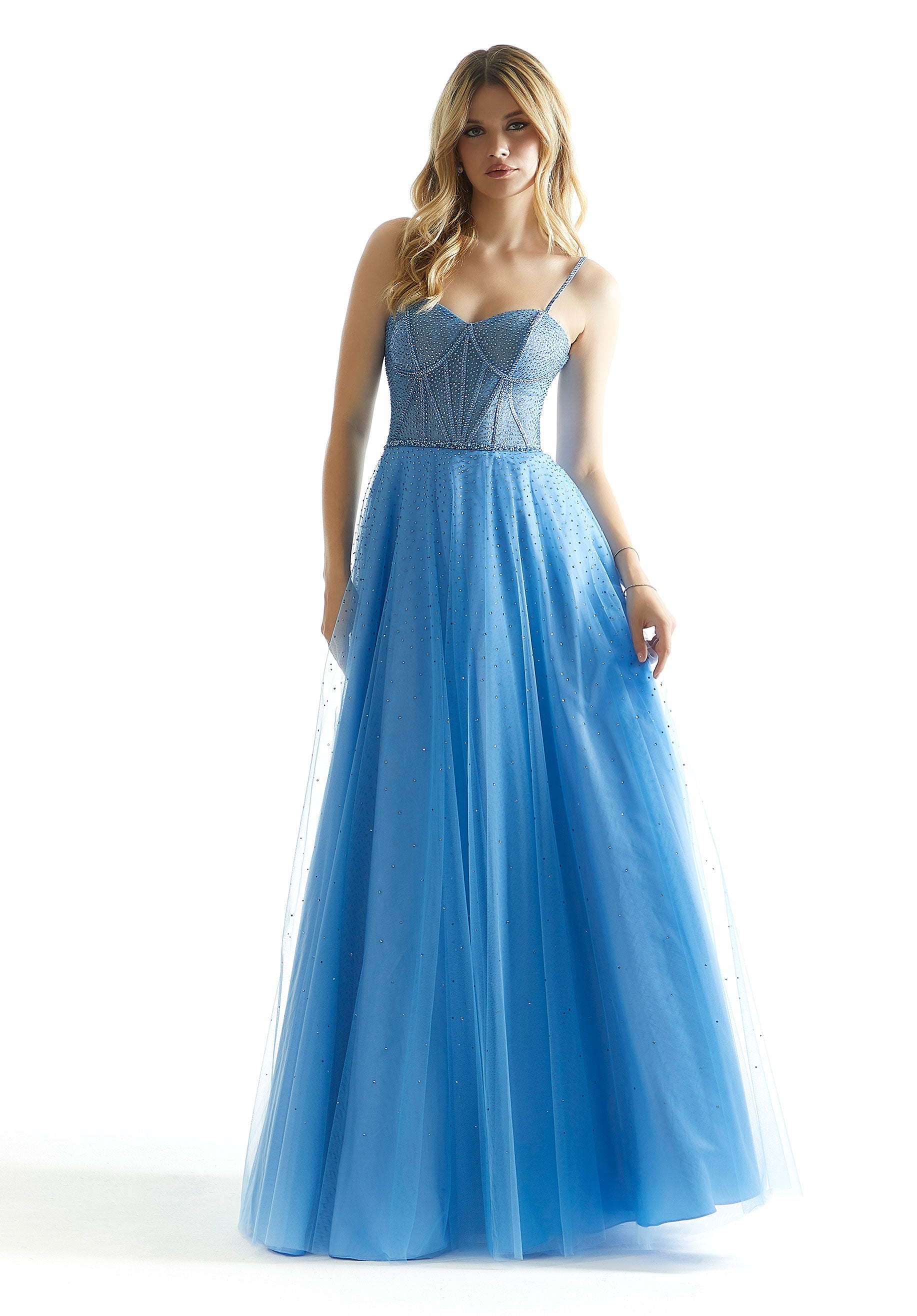 Prom Dresses Beaded Long Formal A Line Prom Dress Blue