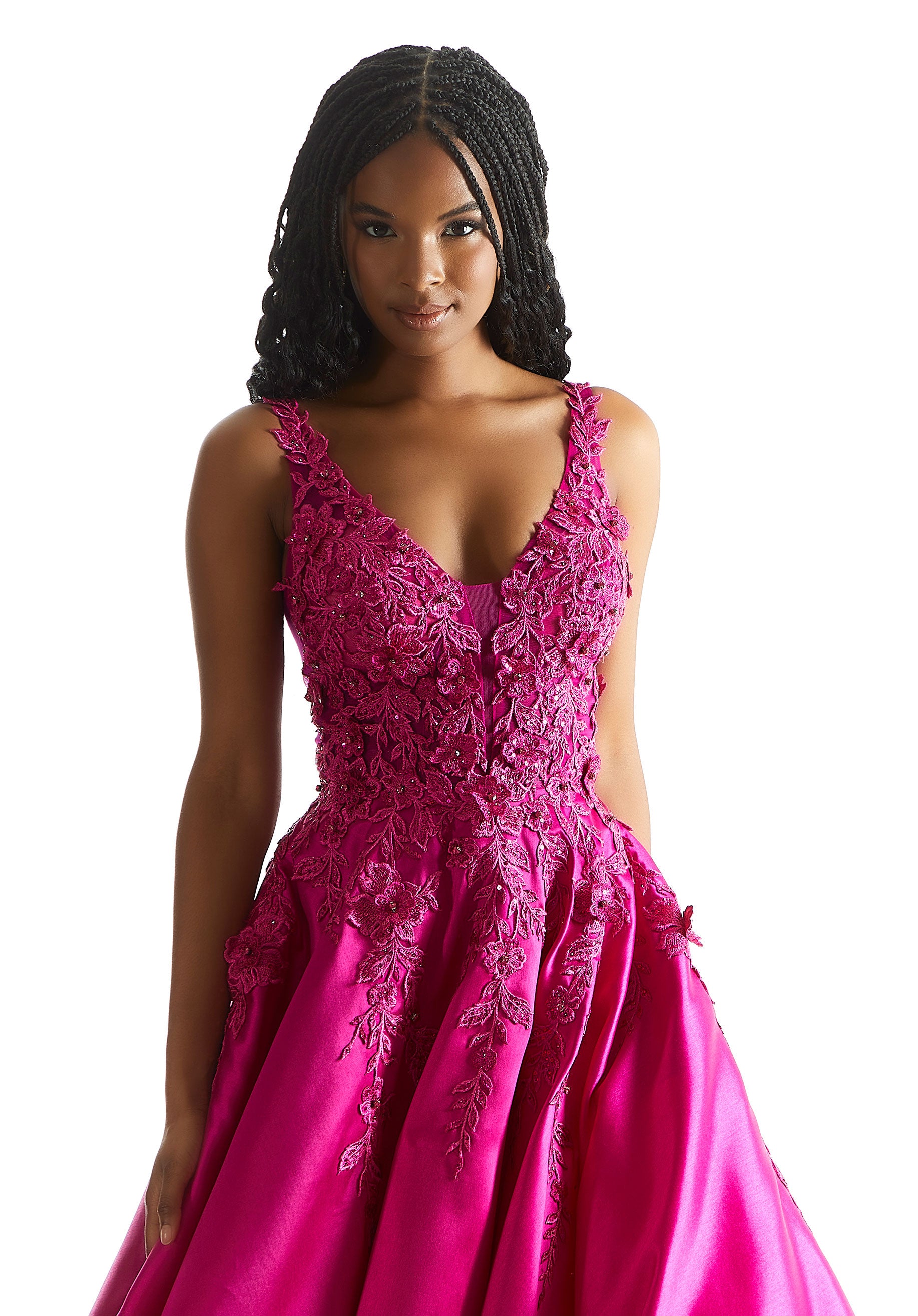 Prom Dresses Floral A Line Long Prom Dress Fuchsia