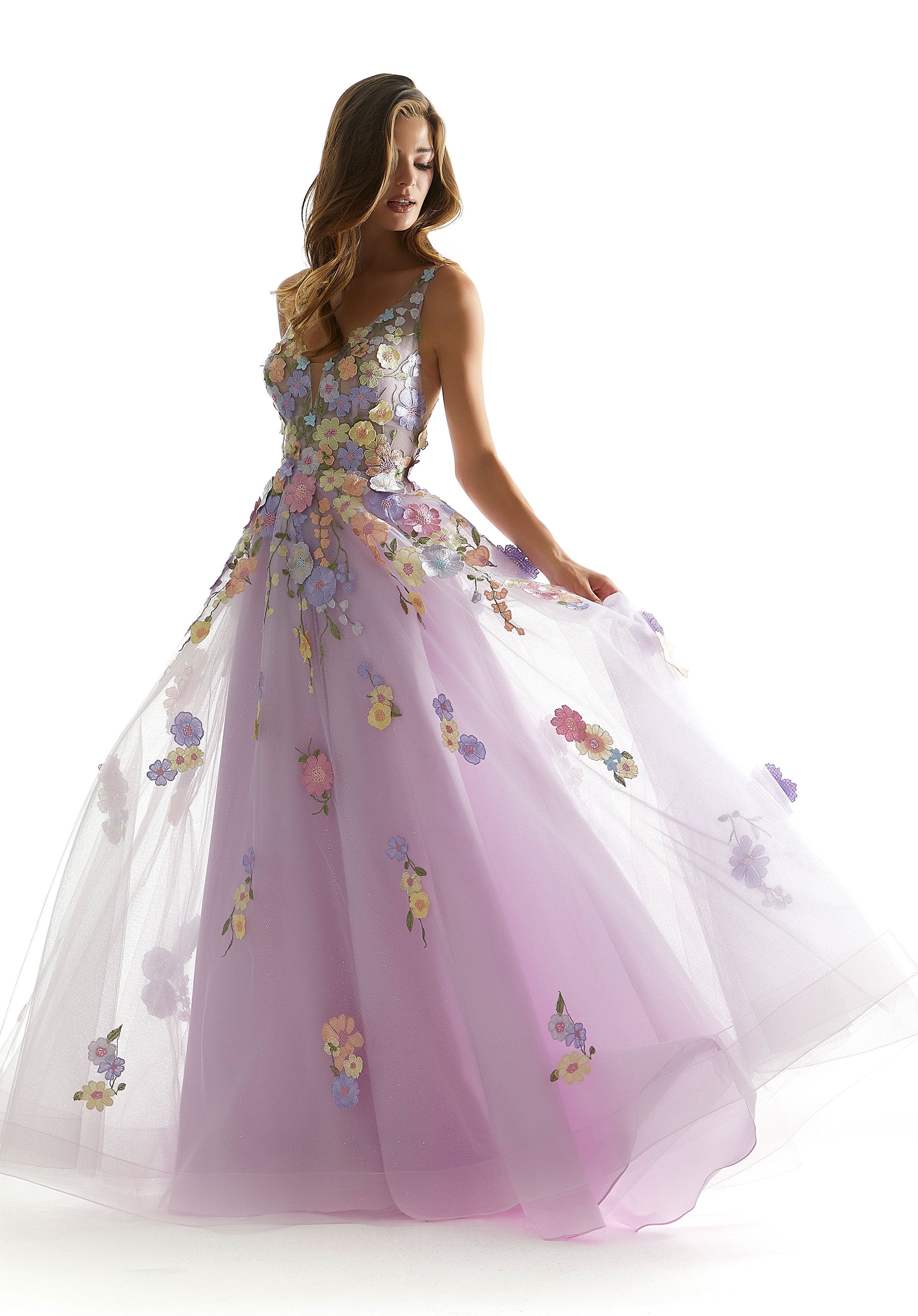 Prom Dresses Prom A Line Long Formal Floral Dress Light Purple