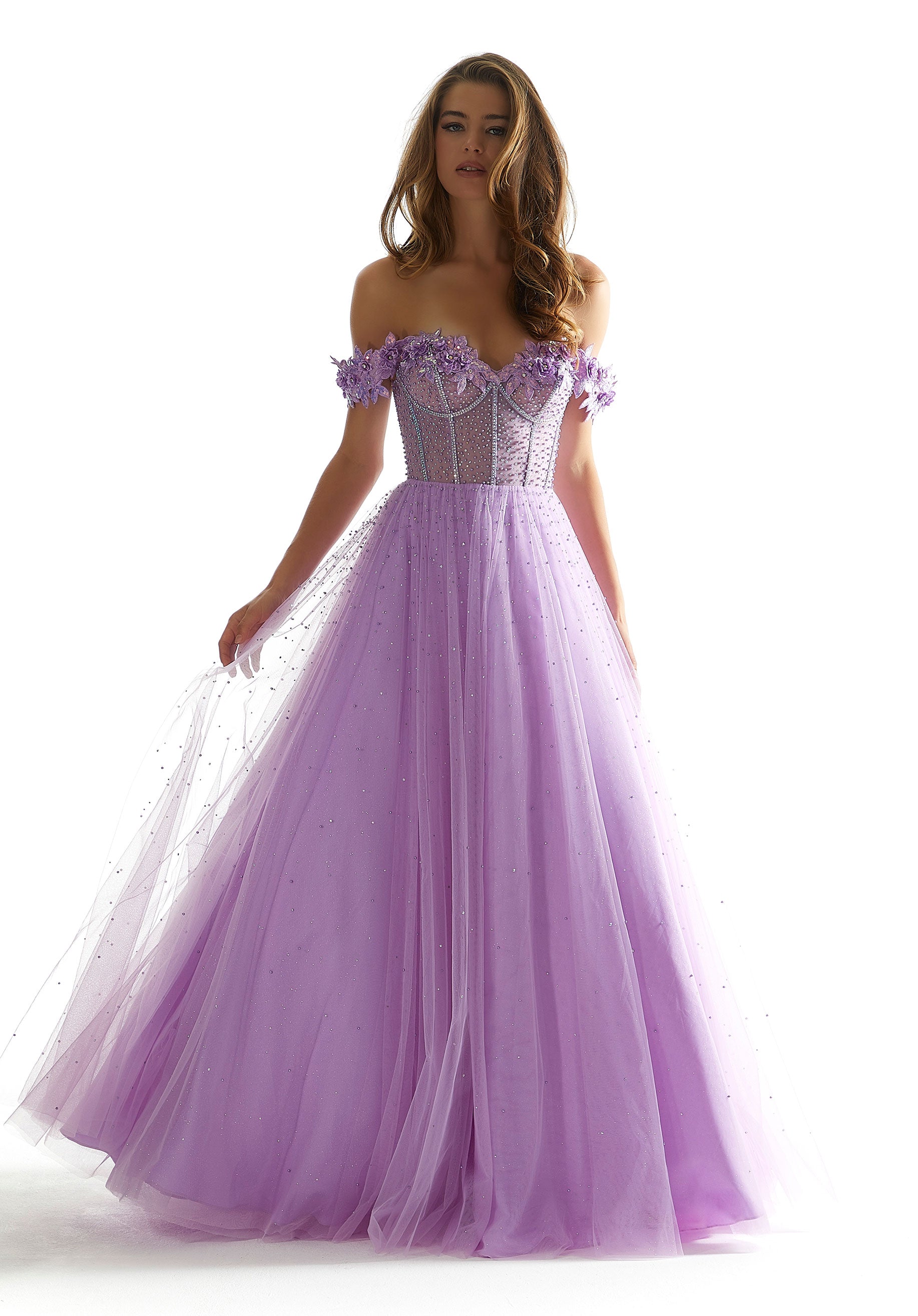 Prom Dresses Beaded Formal A Line Long Prom Dress Purple
