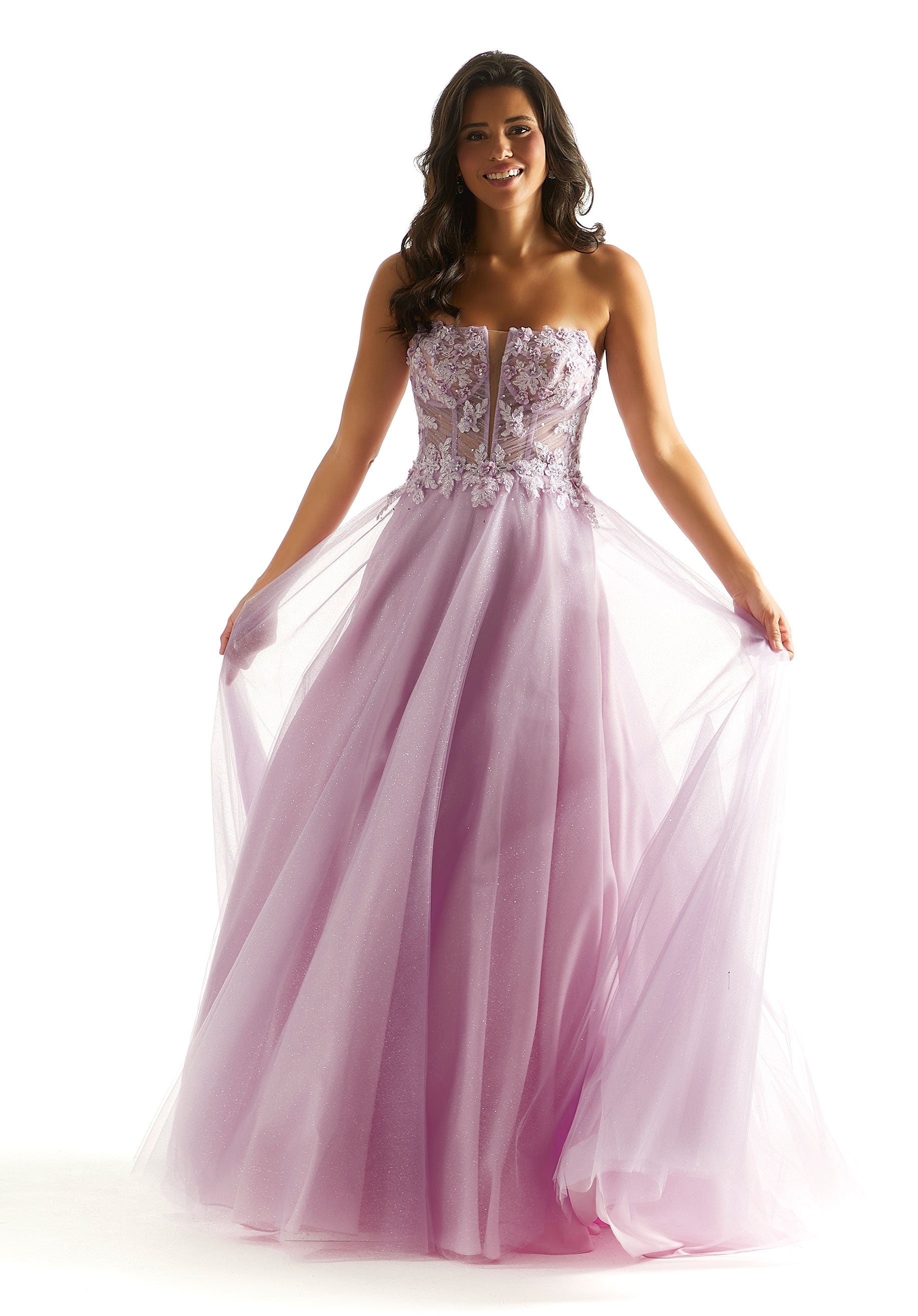Prom Dresses Formal Long A Line Beaded Floral Prom Dress Light Purple