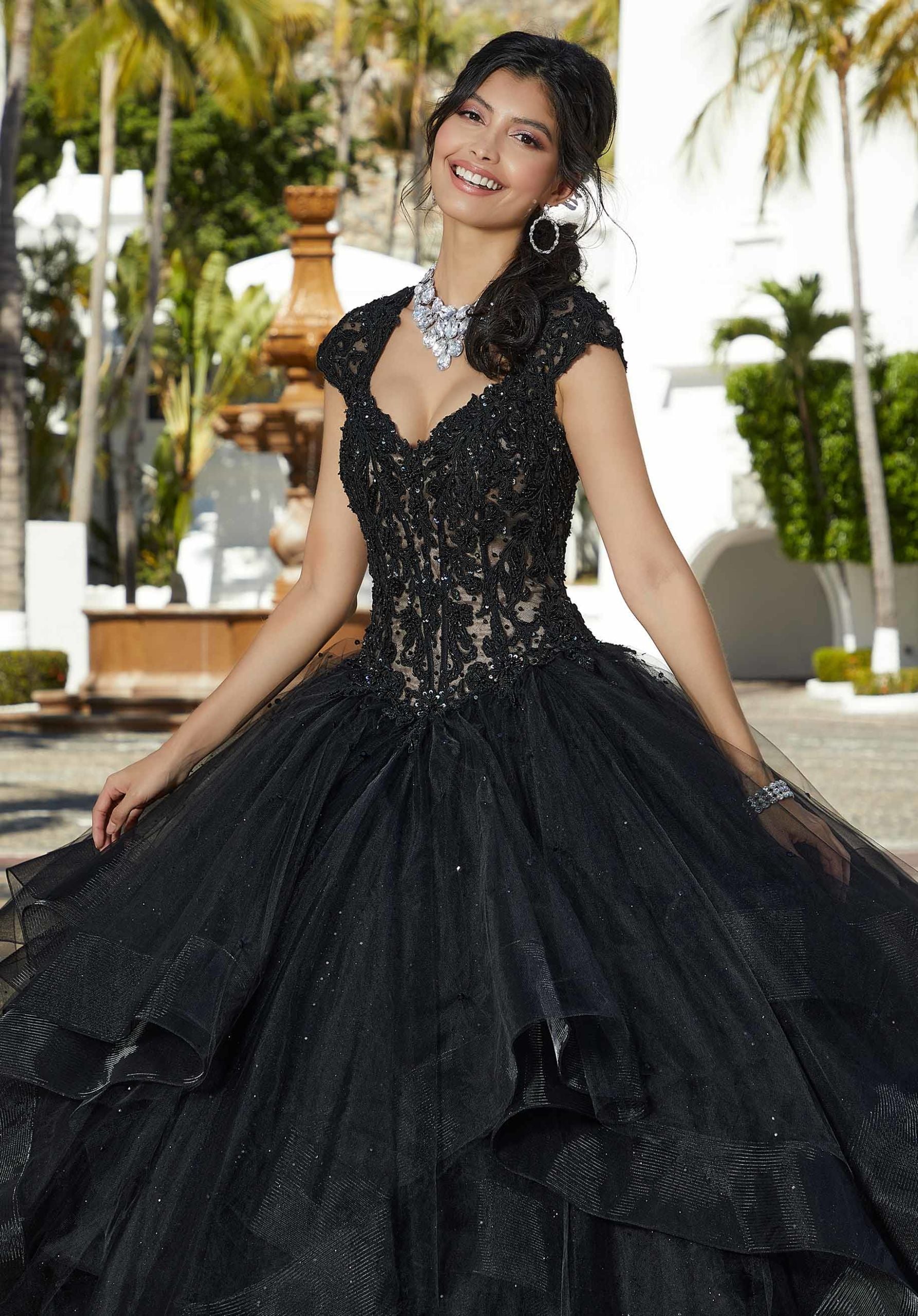 Sweetheart Floor-Length Tulle Quinceañera Ball Gown MGNY 60161