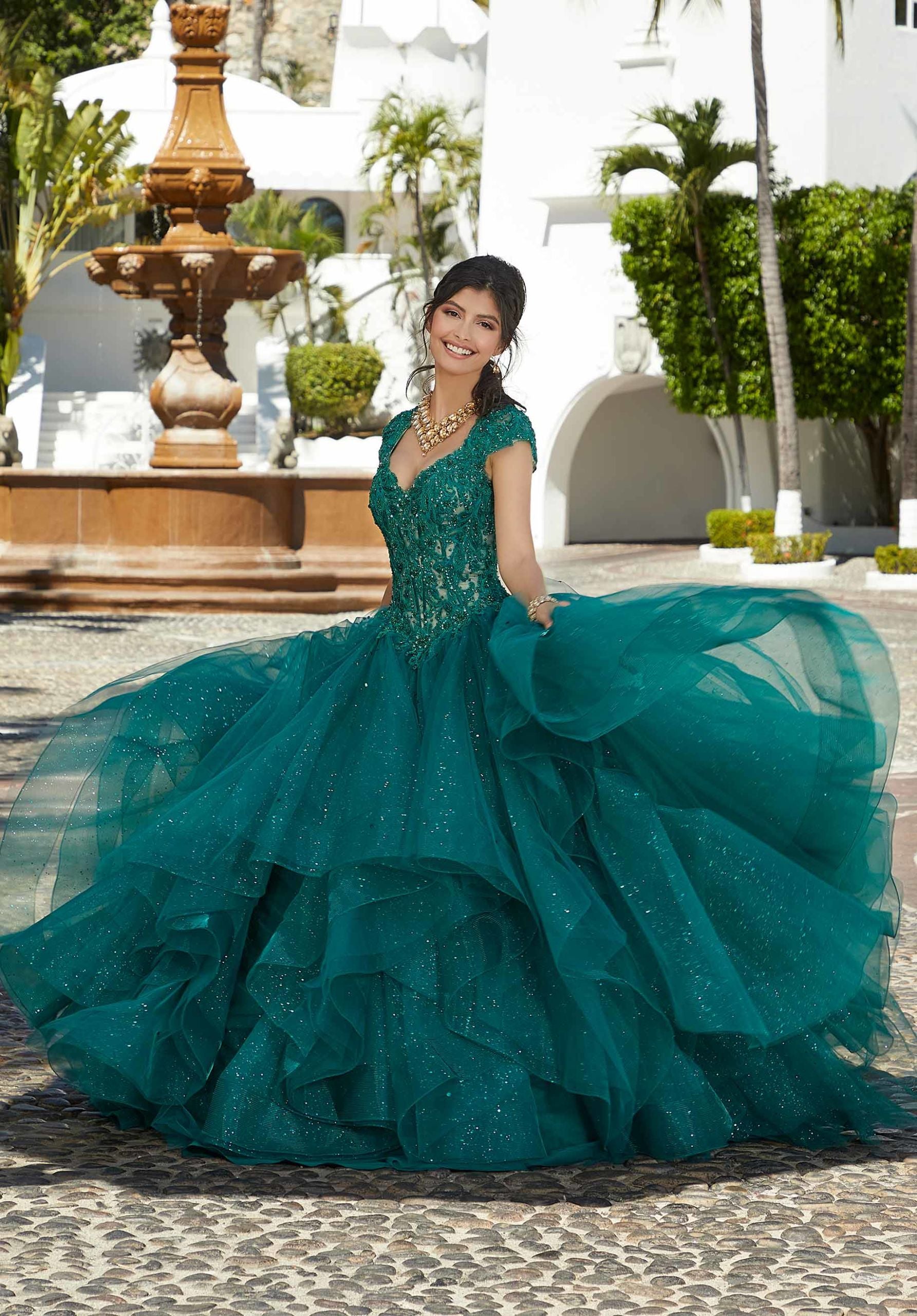 Sweetheart Floor-Length Tulle Quinceañera Ball Gown MGNY 60161