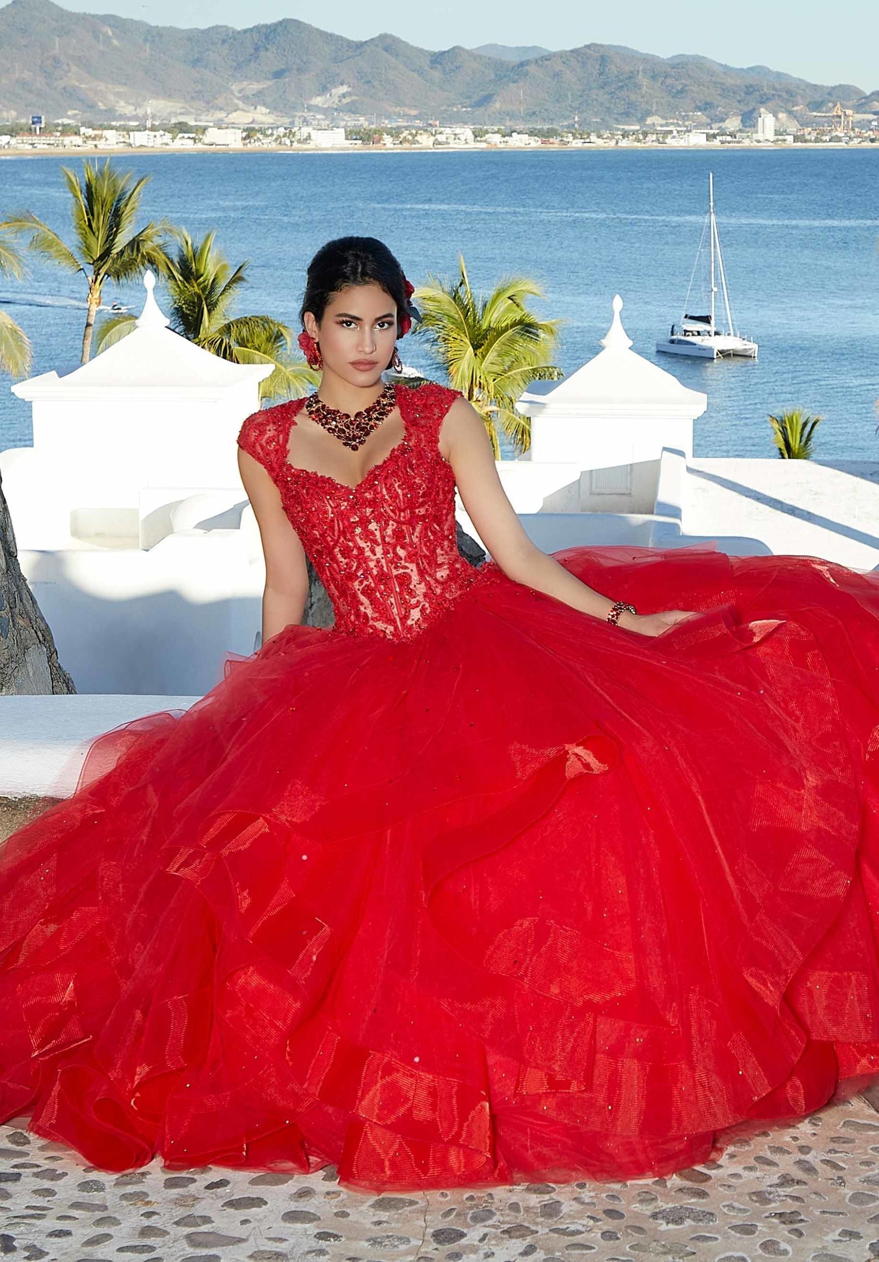 Sweetheart Floor-Length Tulle Quinceañera Ball Gown MGNY 60161