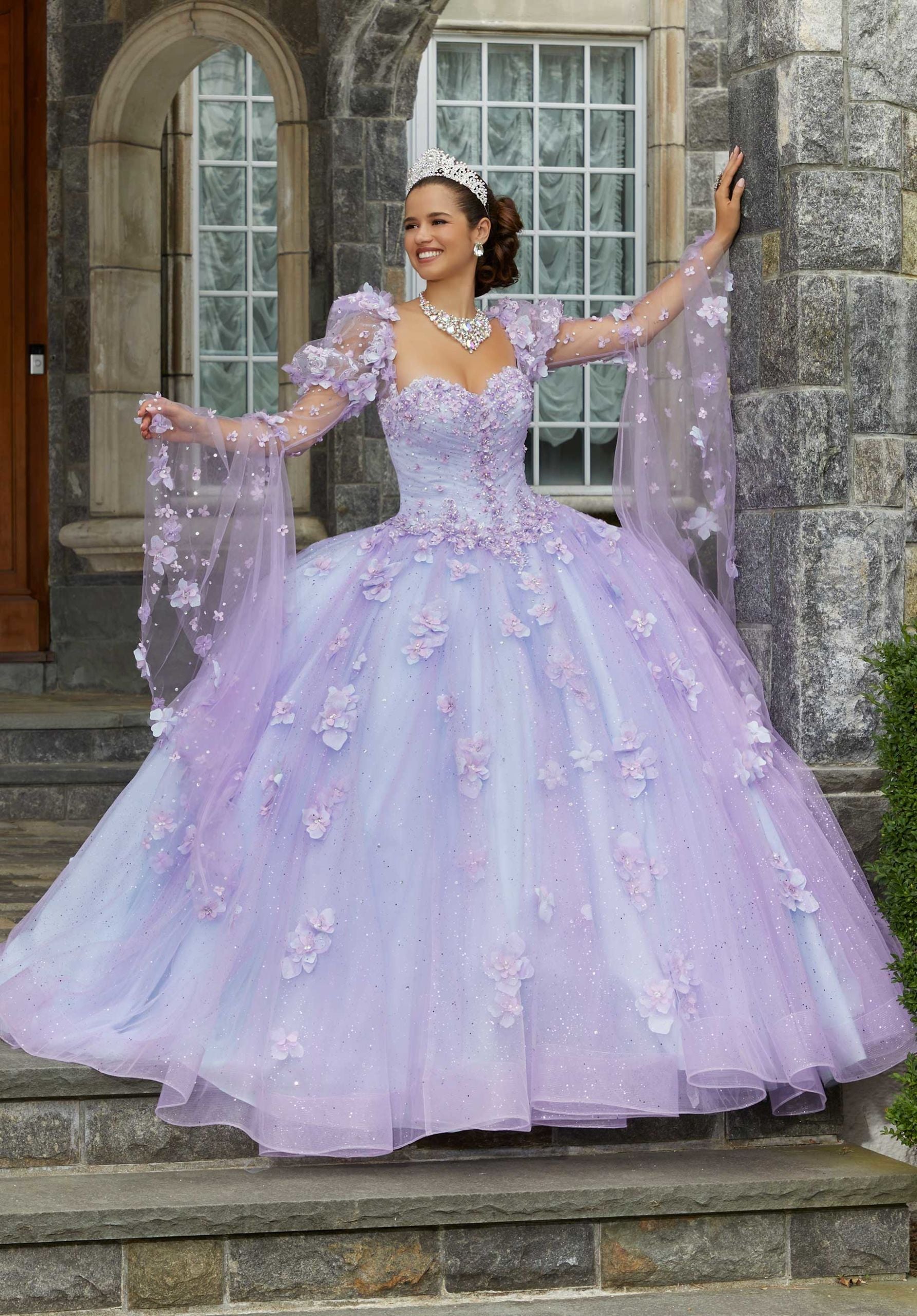 Sweetheart Floor-Length Tulle Quinceañera Ball Gown MGNY Madeline Gardner New York 60174
