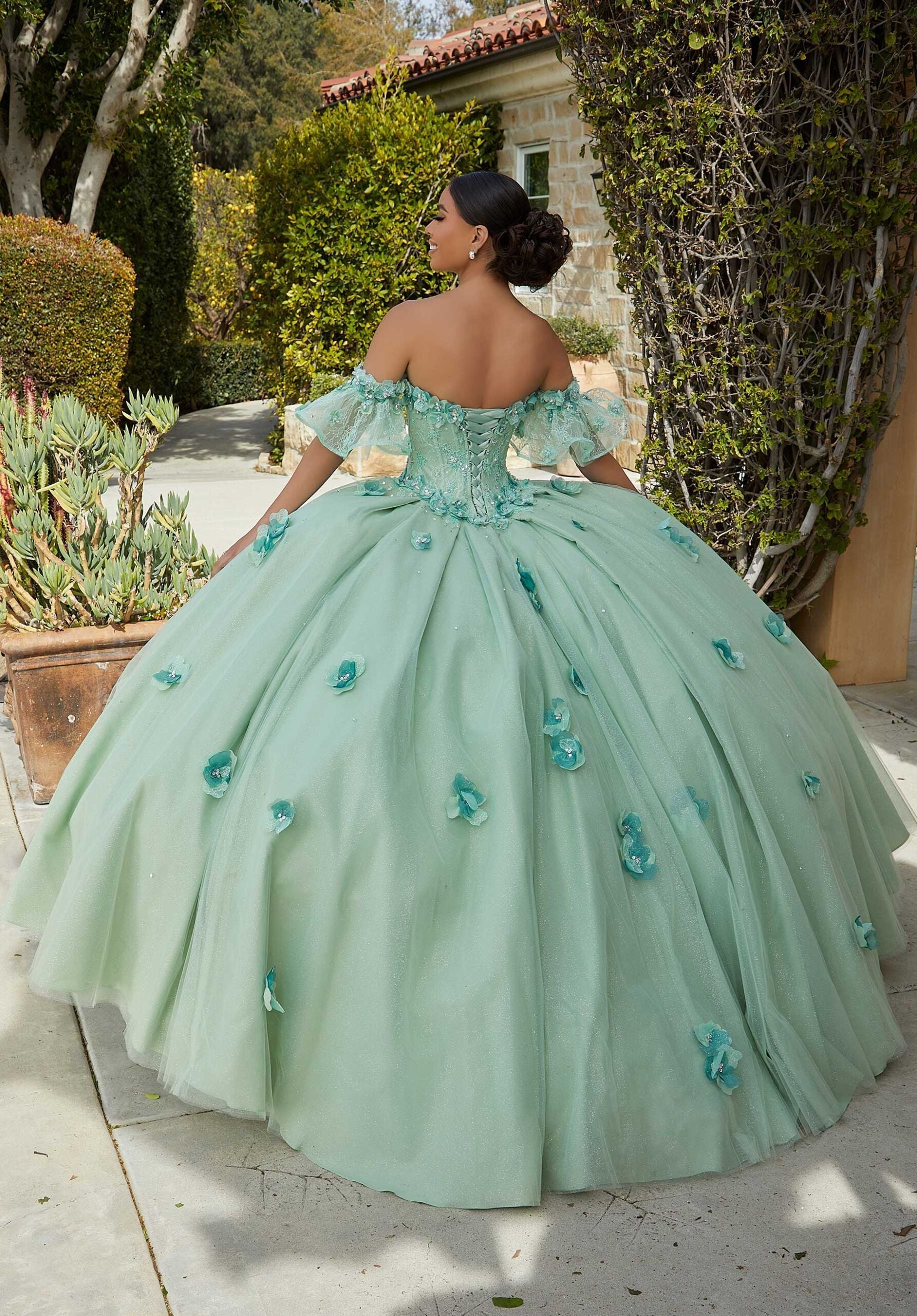 Off-the-Shoulder Floor-Length Tulle Quinceañera Ball Gown MGNY Madeline Gardner New York 60183