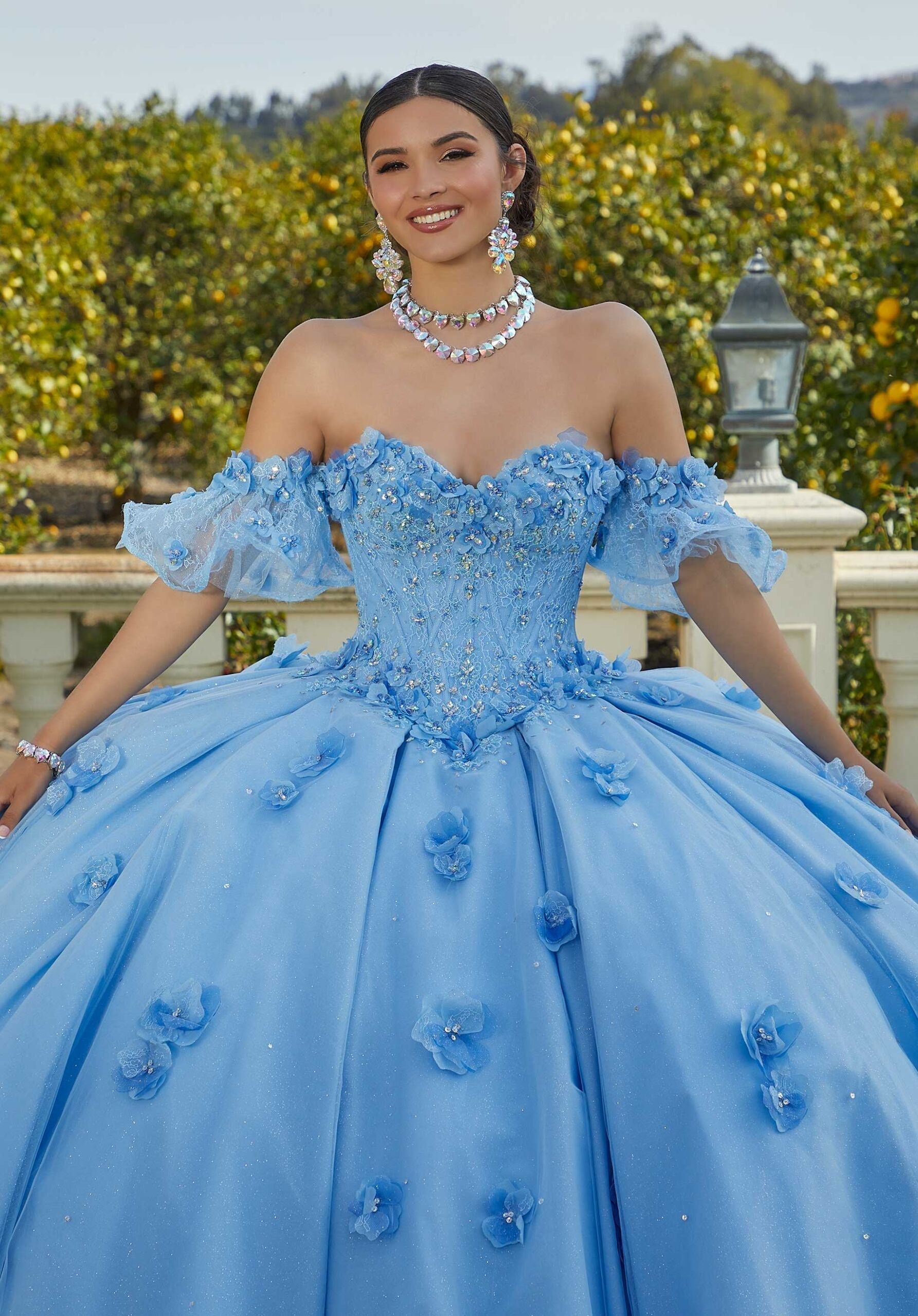 Off-the-Shoulder Floor-Length Tulle Quinceañera Ball Gown MGNY Madeline Gardner New York 60183
