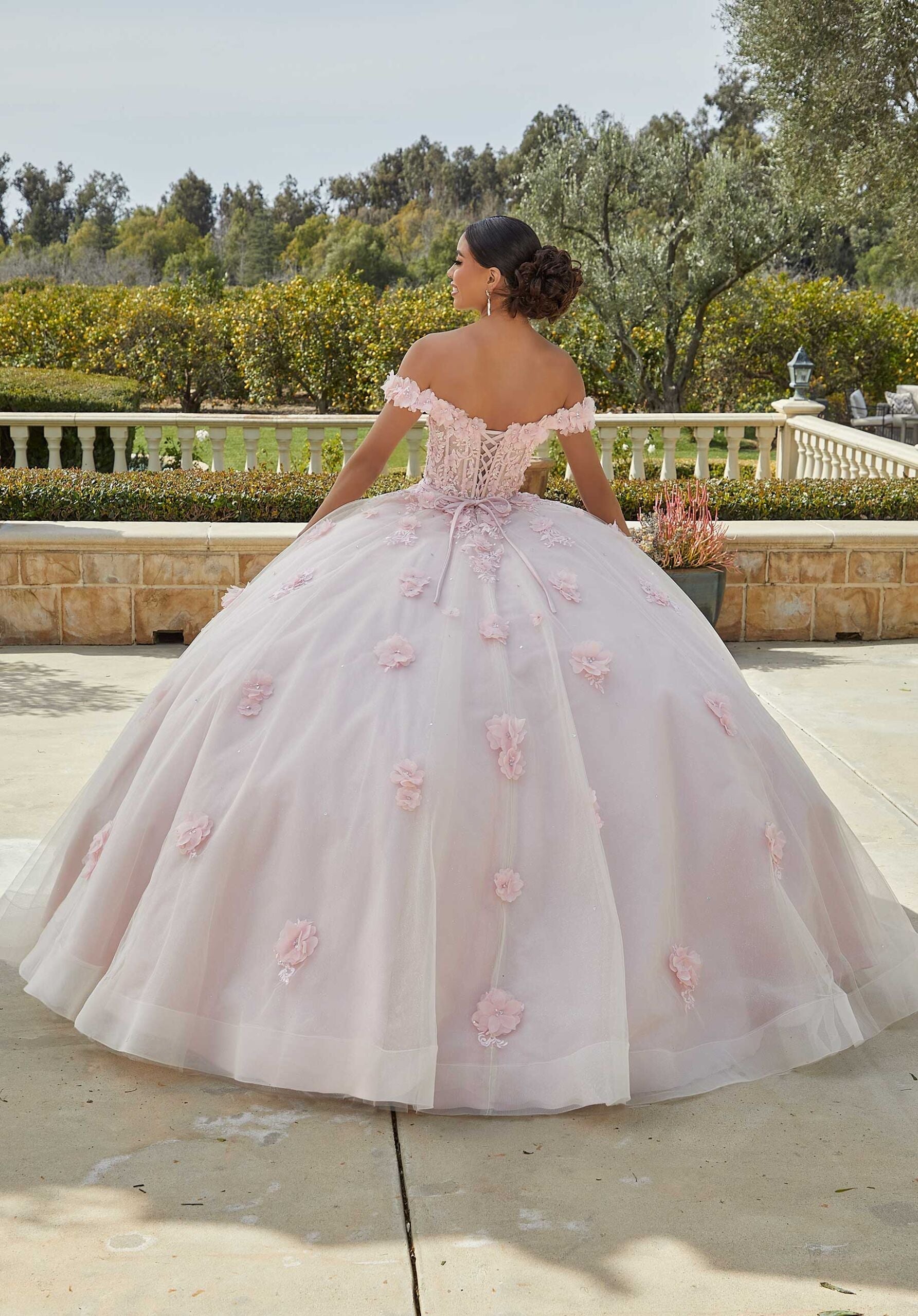 Off-the-Shoulder Floor-Length Tulle Quinceañera Ball Gown MGNY Madeline Gardner New York 60185