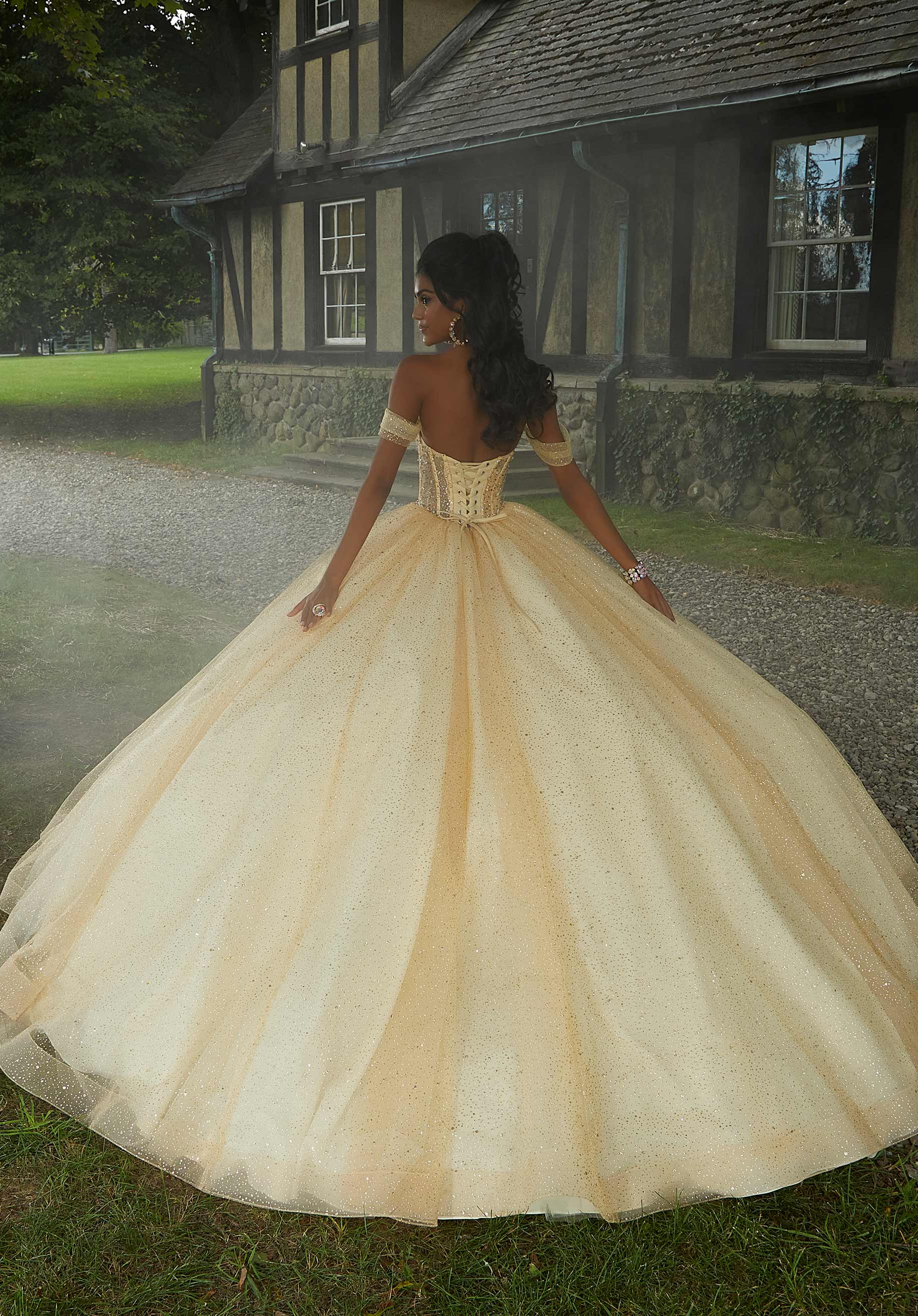 Off-the-Shoulder Floor-Length Tulle Quinceañera Ball Gown MGNY Madeline Gardner New York 60194