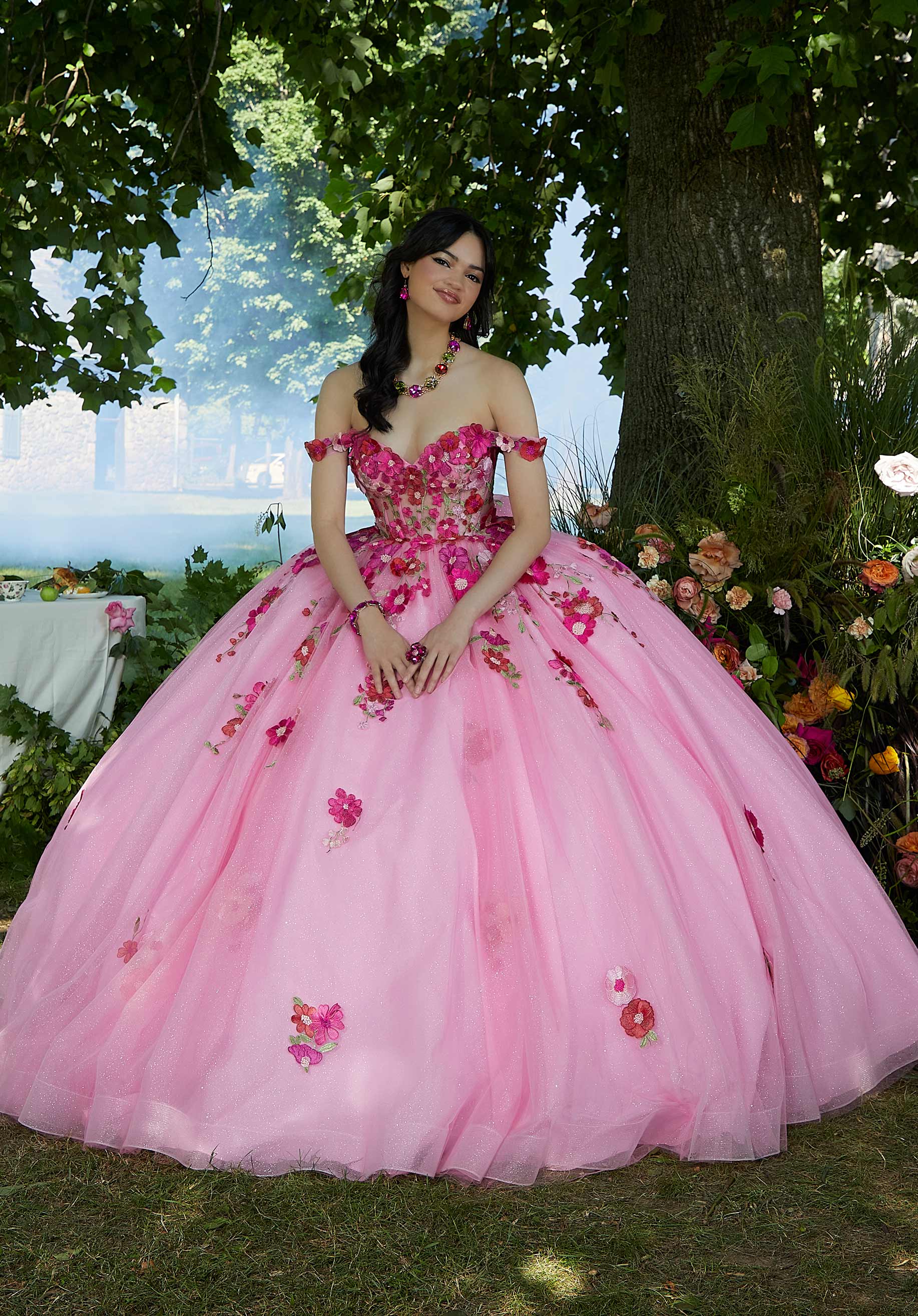 Off-the-Shoulder Floor-Length Tulle Quinceañera Ball Gown MGNY Madeline Gardner New York 60197