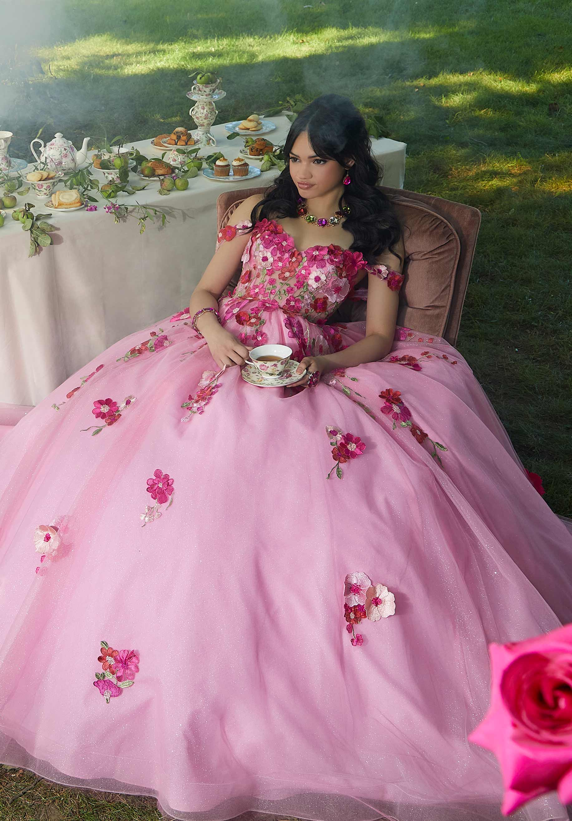 Off-the-Shoulder Floor-Length Tulle Quinceañera Ball Gown MGNY Madeline Gardner New York 60197