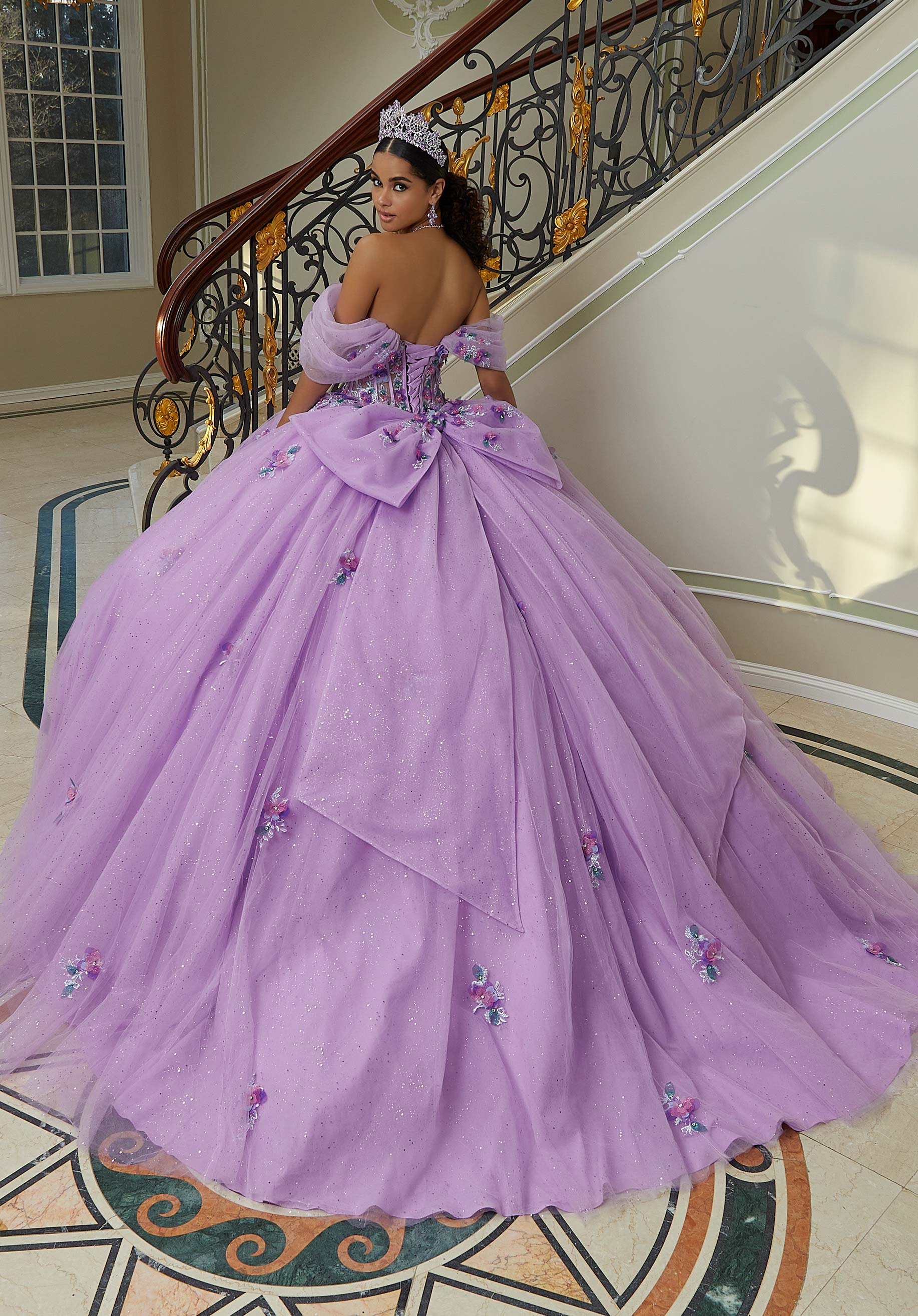 Off-the-Shoulder Floor-Length Tulle Quinceañera Ball Gown MGNY Madeline Gardner New York 60202