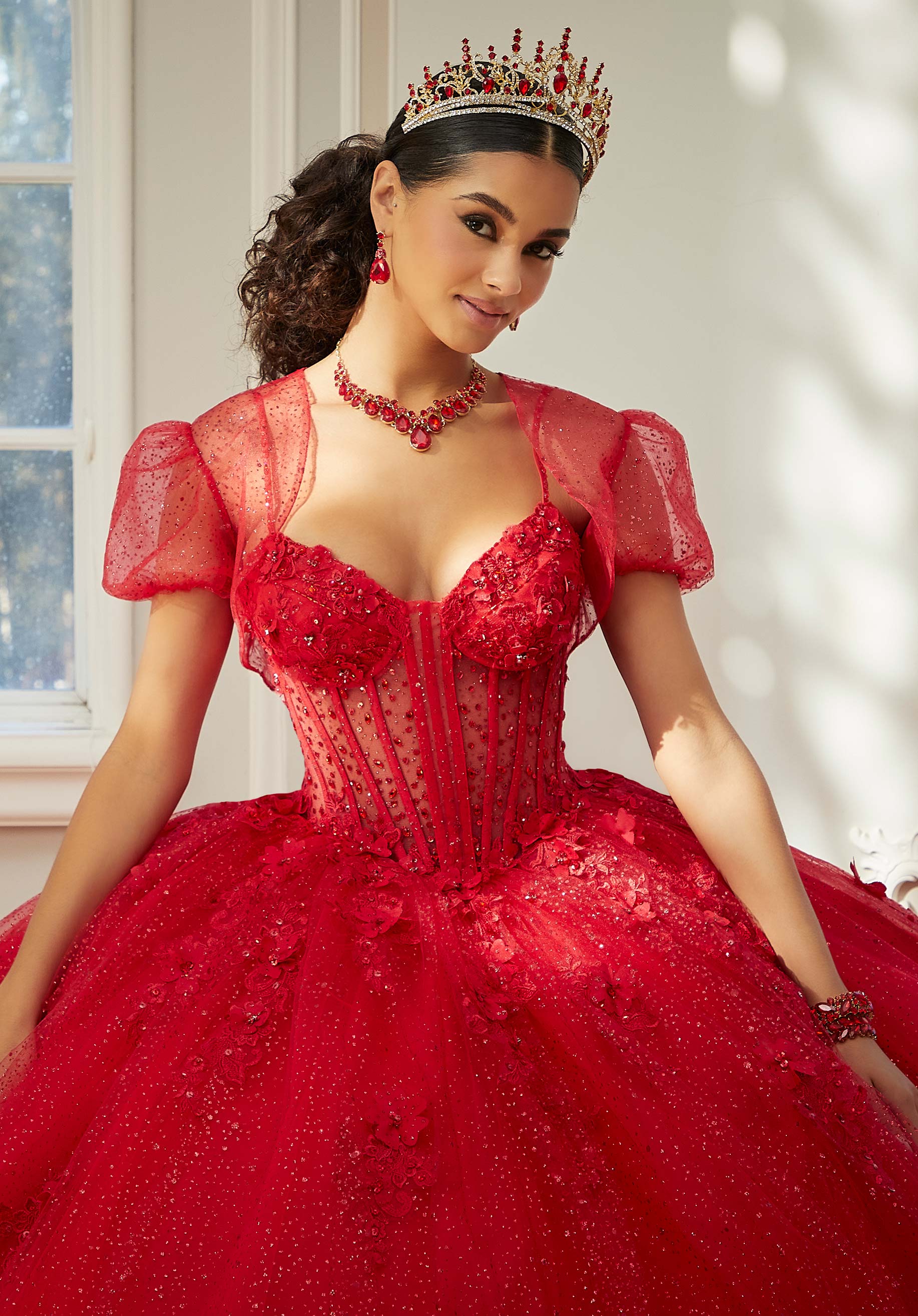 Sweetheart Floor-Length Tulle Quinceañera Ball Gown MGNY Madeline Gardner New York 60206