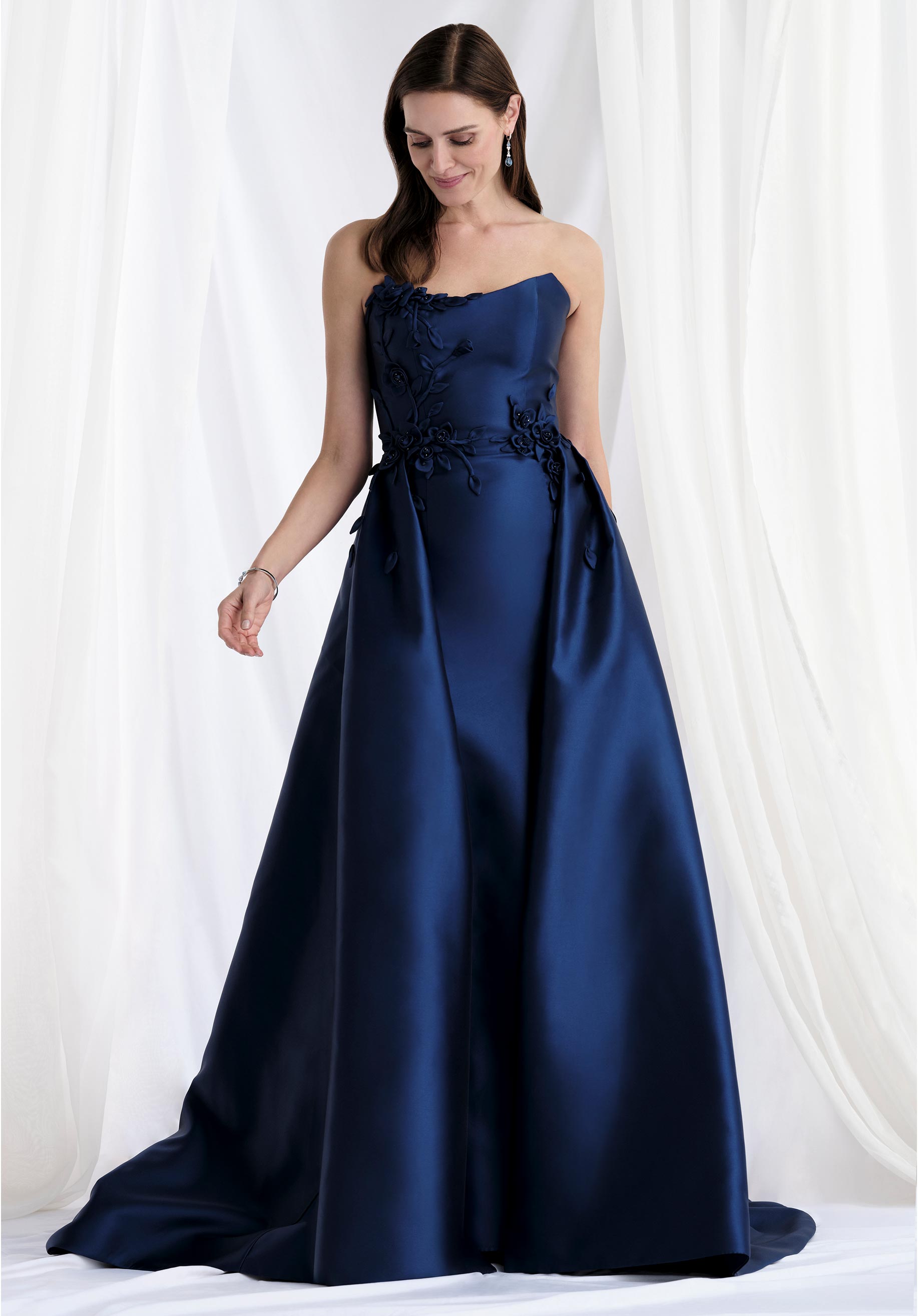 Prom Dresses Long Formal 3D Floral Prom Dress Mia Navy