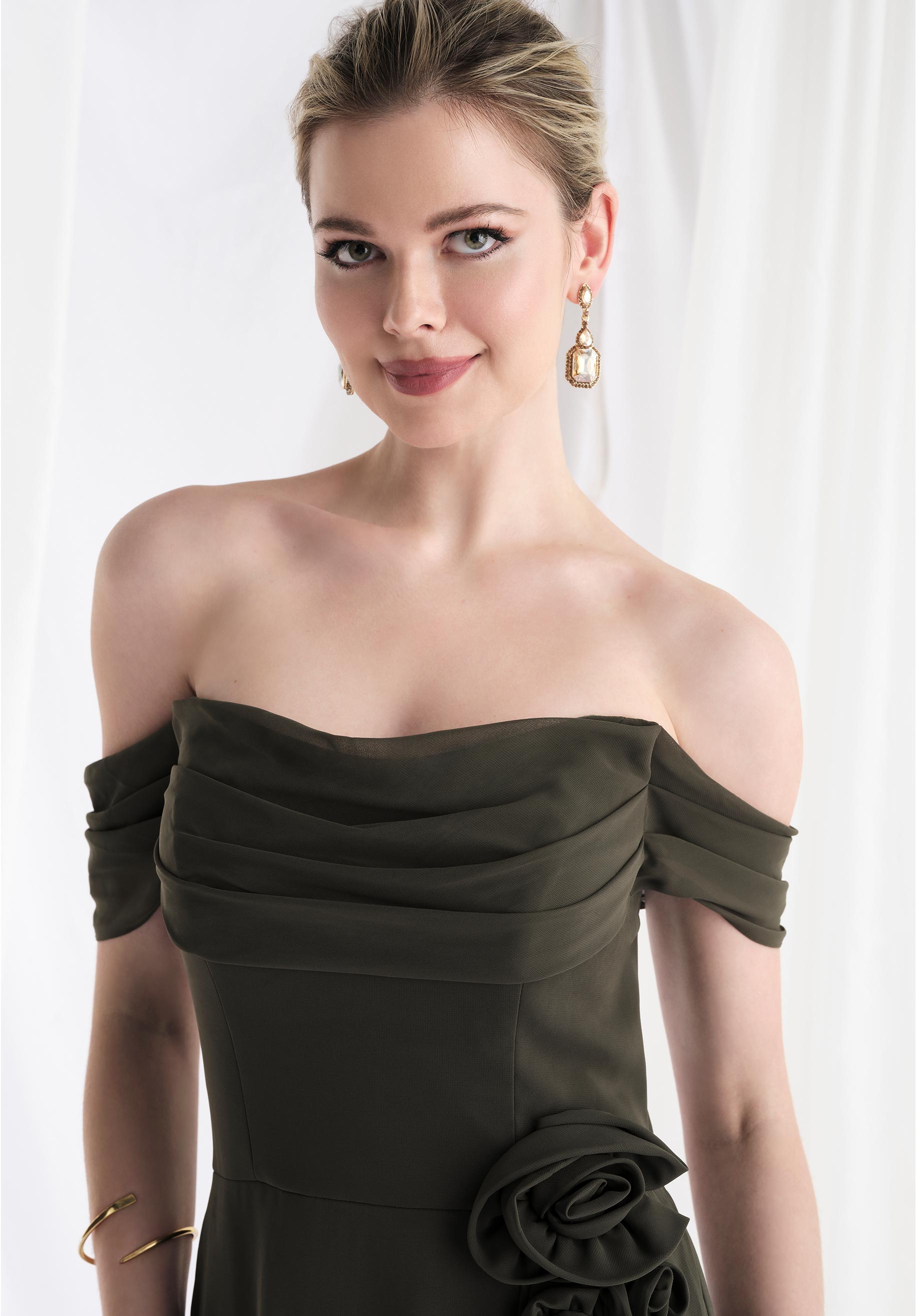 Mother of the Bride Dresses Ruffle Long Formal Mother of the Bride Dress Thyme