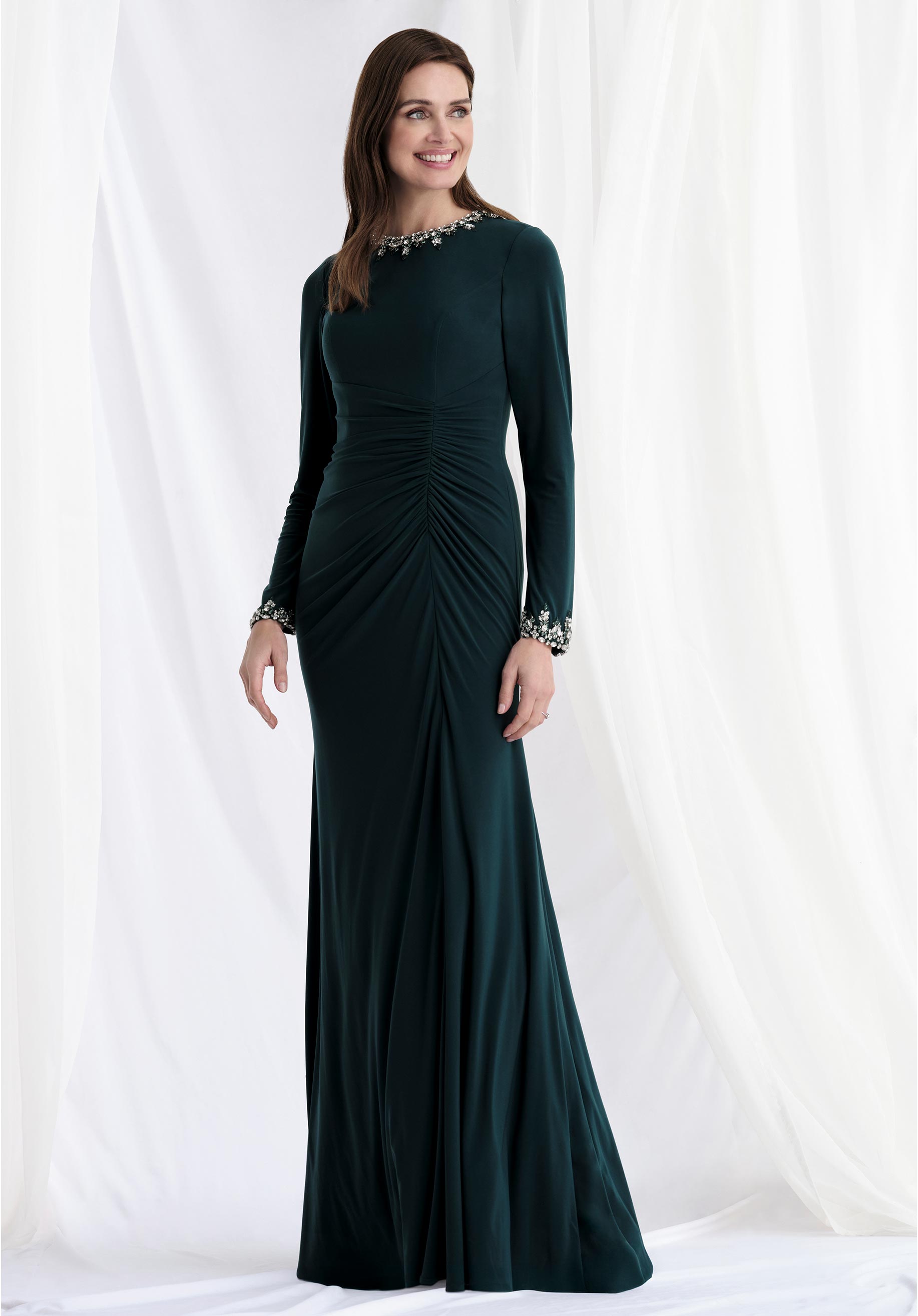 Mother of the Bride Dresses Long Formal Beaded Mother of the Bride Dress Emerald
