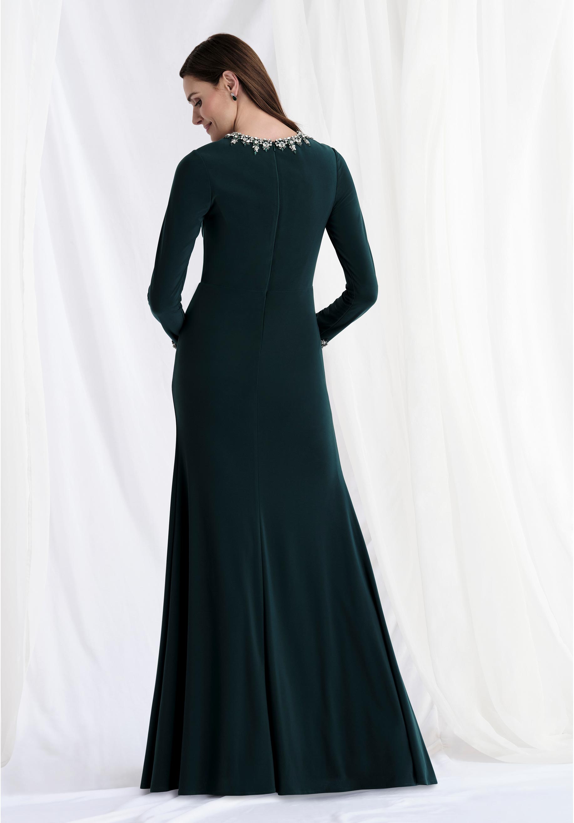 Mother of the Bride Dresses Long Formal Beaded Mother of the Bride Dress Emerald