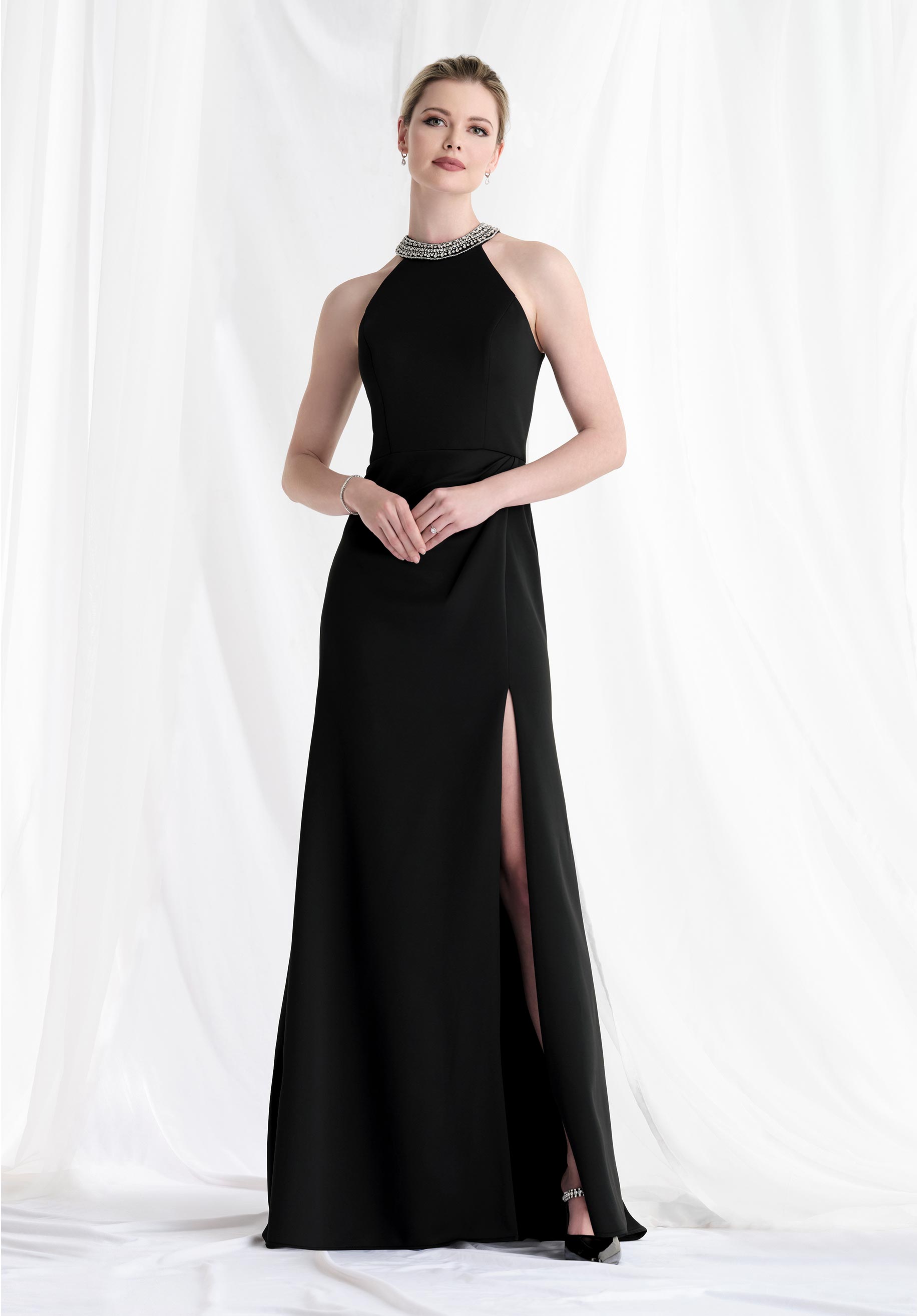 Formal Dresses Beaded Slit Long Formal Dress Black