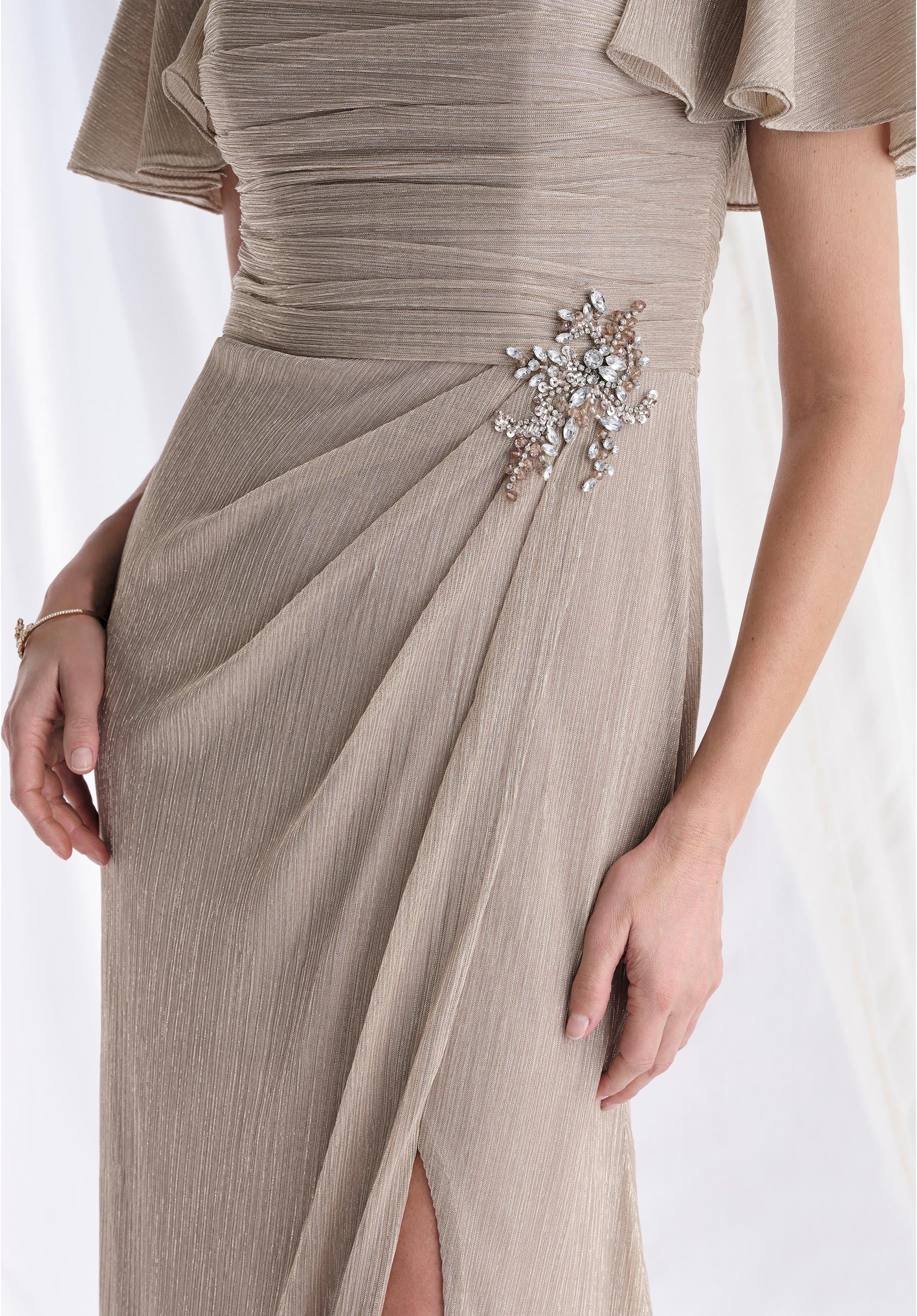 Mother of the Bride Dresses Long Formal Metallic Mother of the Bride Dress Pewter