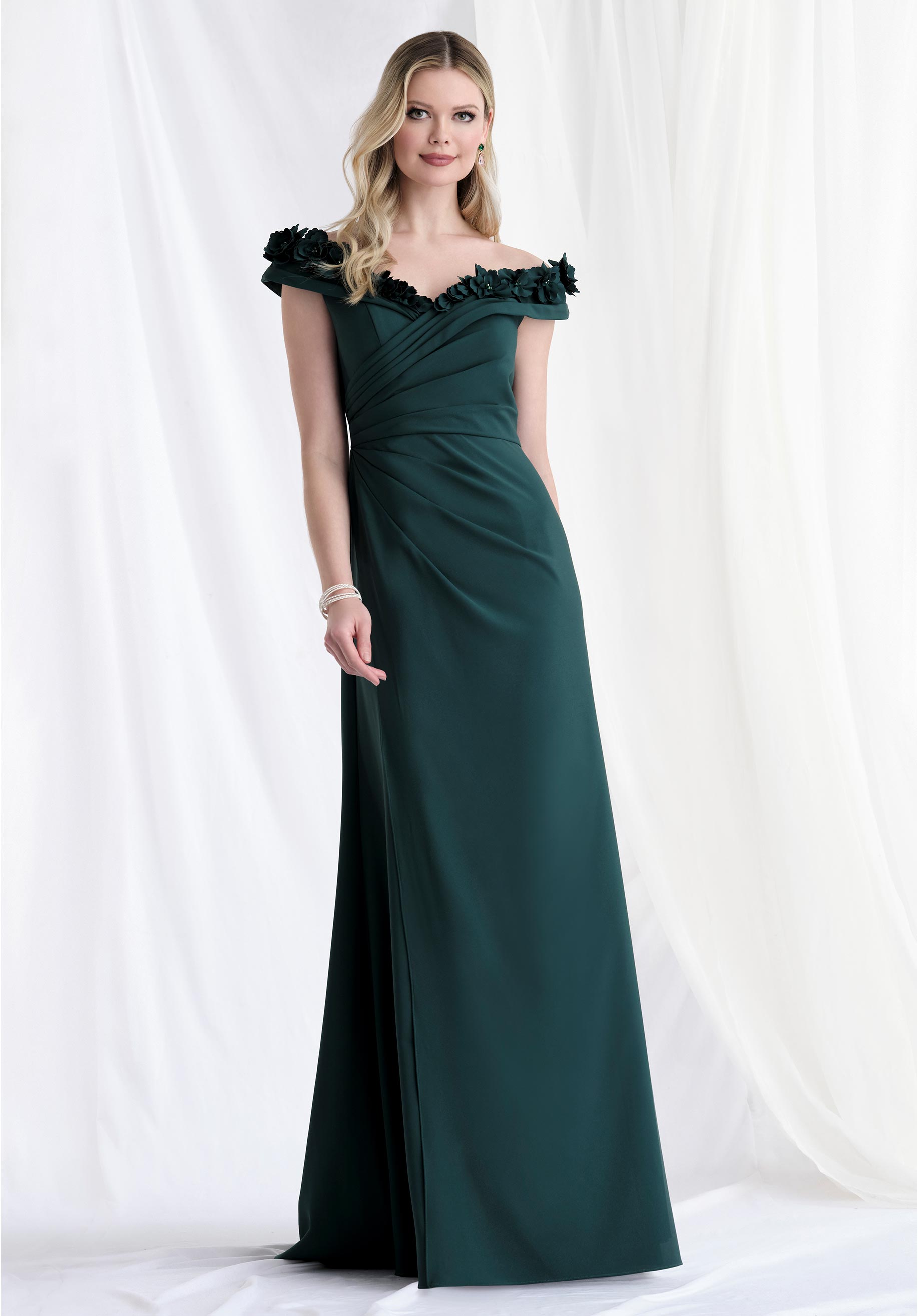 Formal Dresses Long Formal Floral Beaded Dress Emerald