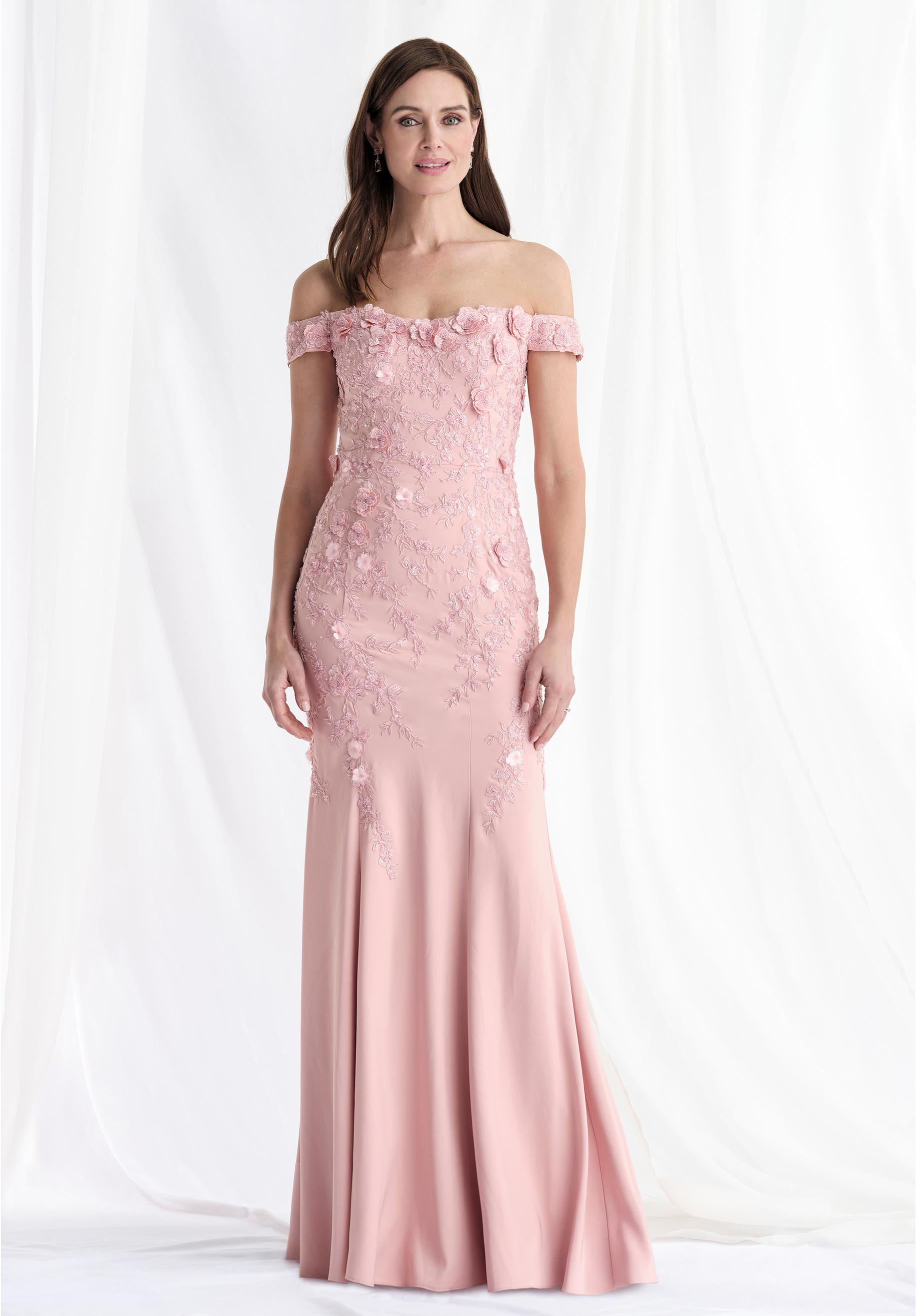 Formal Dresses Beaded Floral Long Formal Dress Dusty Rose