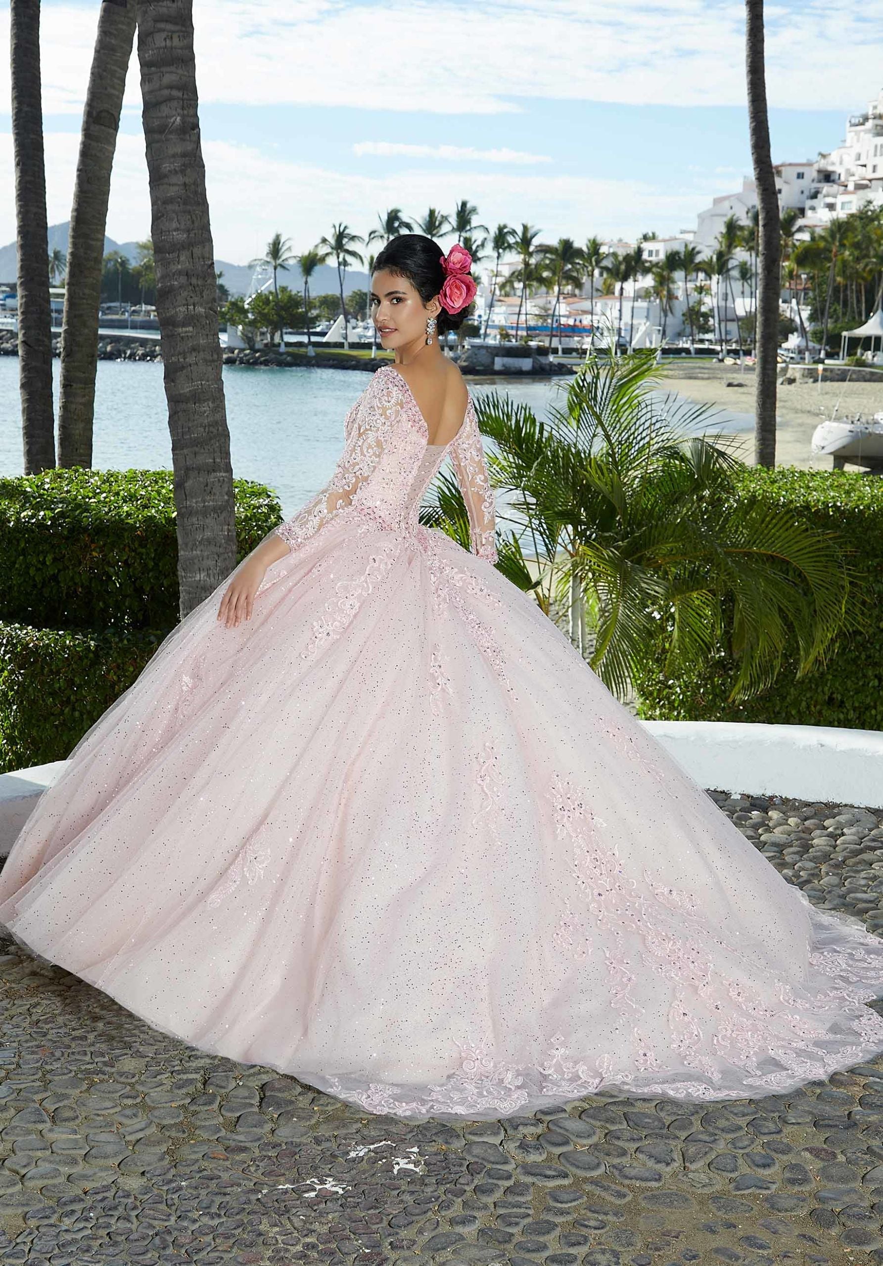 Off-the-Shoulder Floor-Length Tulle Quinceañera Ball Gown MGNY Madeline Gardner New York 89360