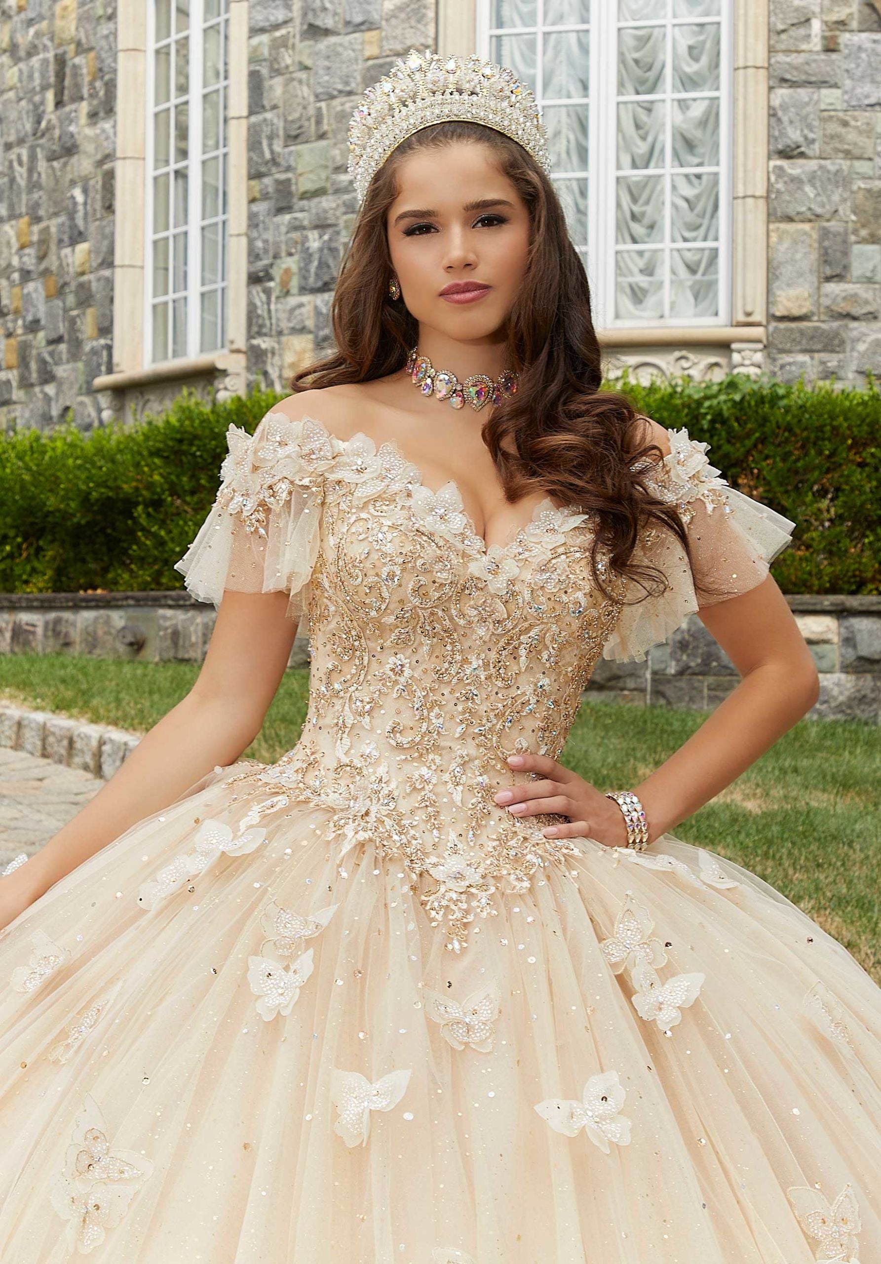 Sweetheart Floor-Length Tulle Quinceañera Ball Gown MGNY Madeline Gardner New York 89404